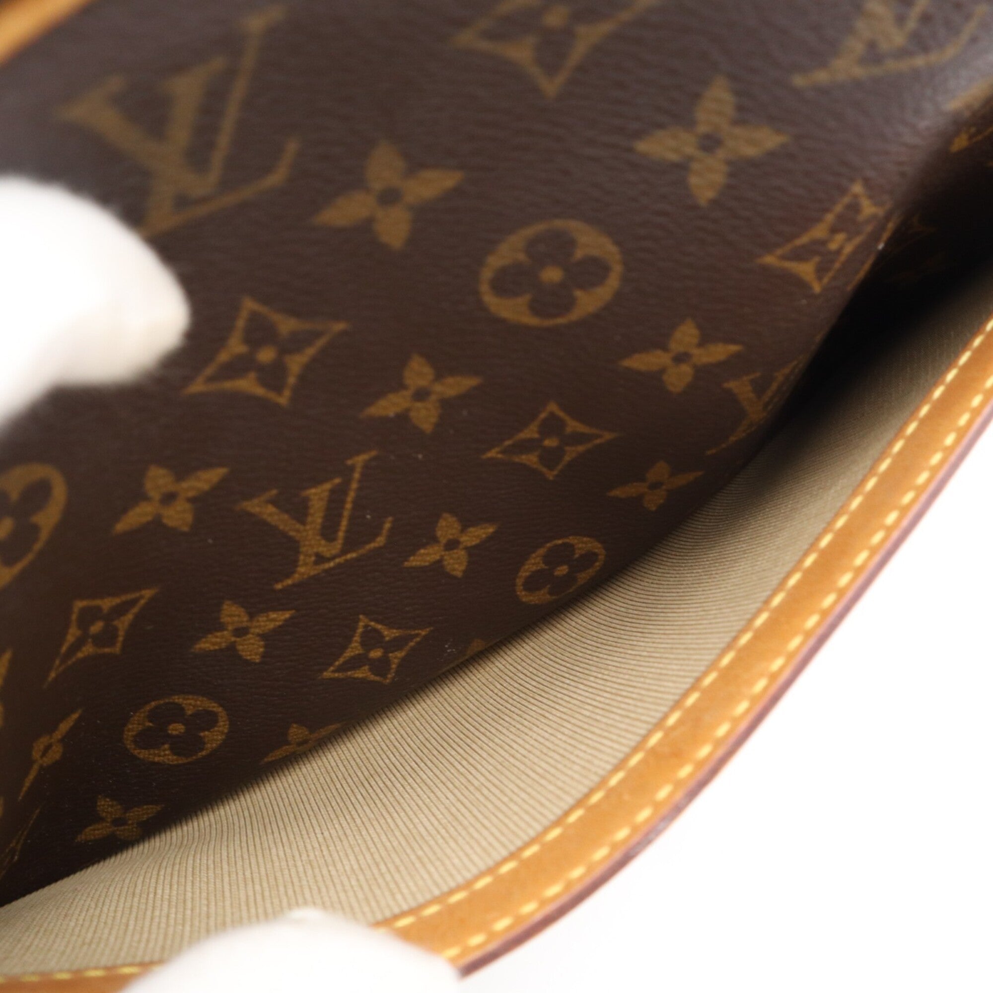 Louis Vuitton Monogram Beige Brown Coated Canvas Leather Shoulder Bag (Pre-Owned)