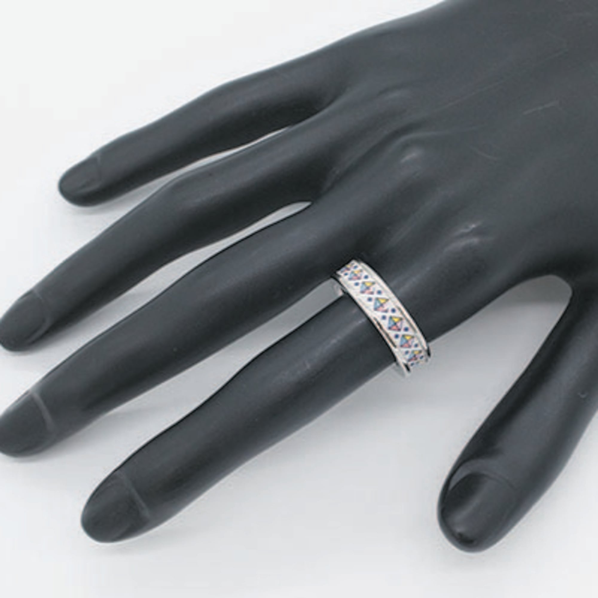 Hermes Collier De Chien White Palladium Band Ring (Pre-Owned)