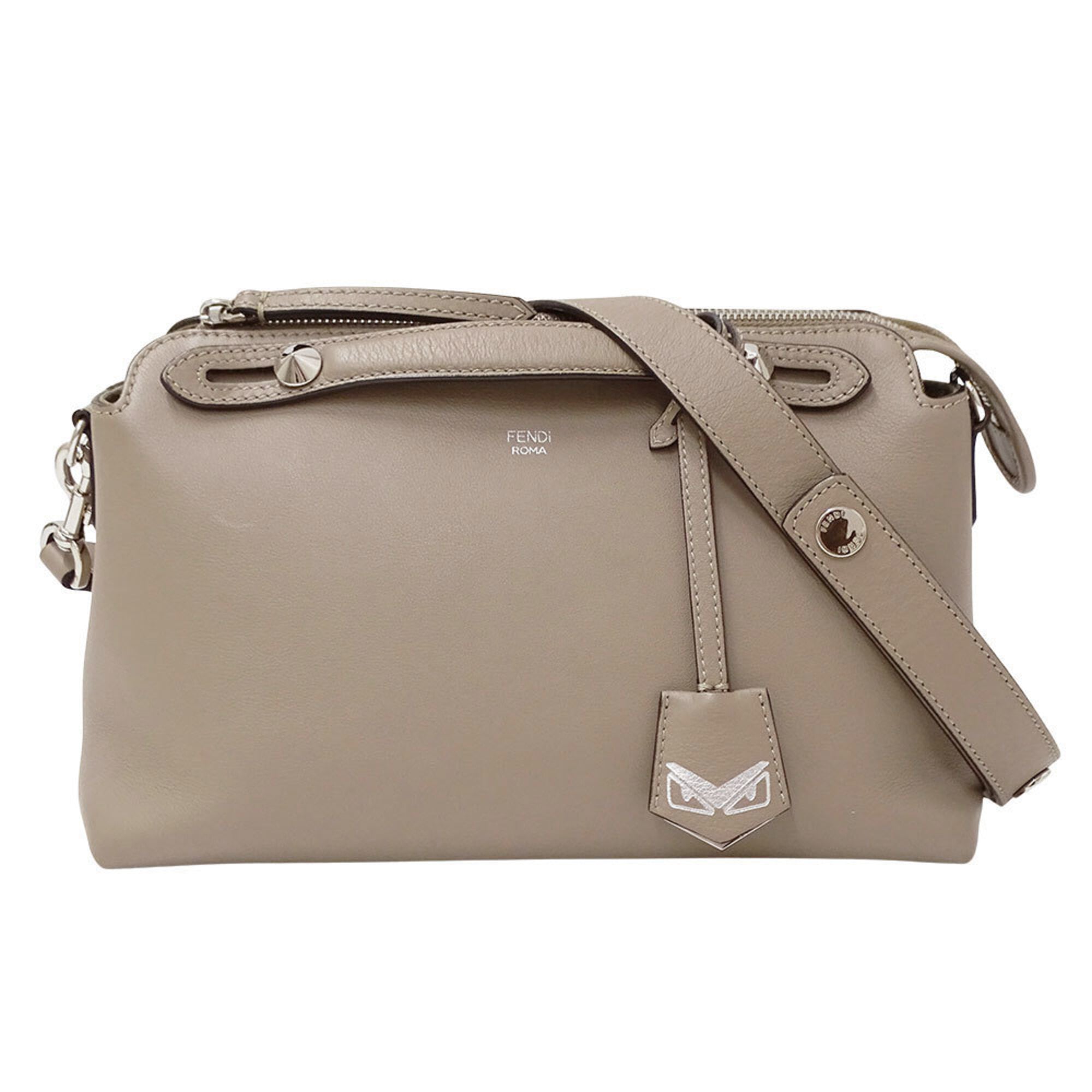 Fendi Grayish Leather Handbag Shoulder Bag (Pre-Owned)