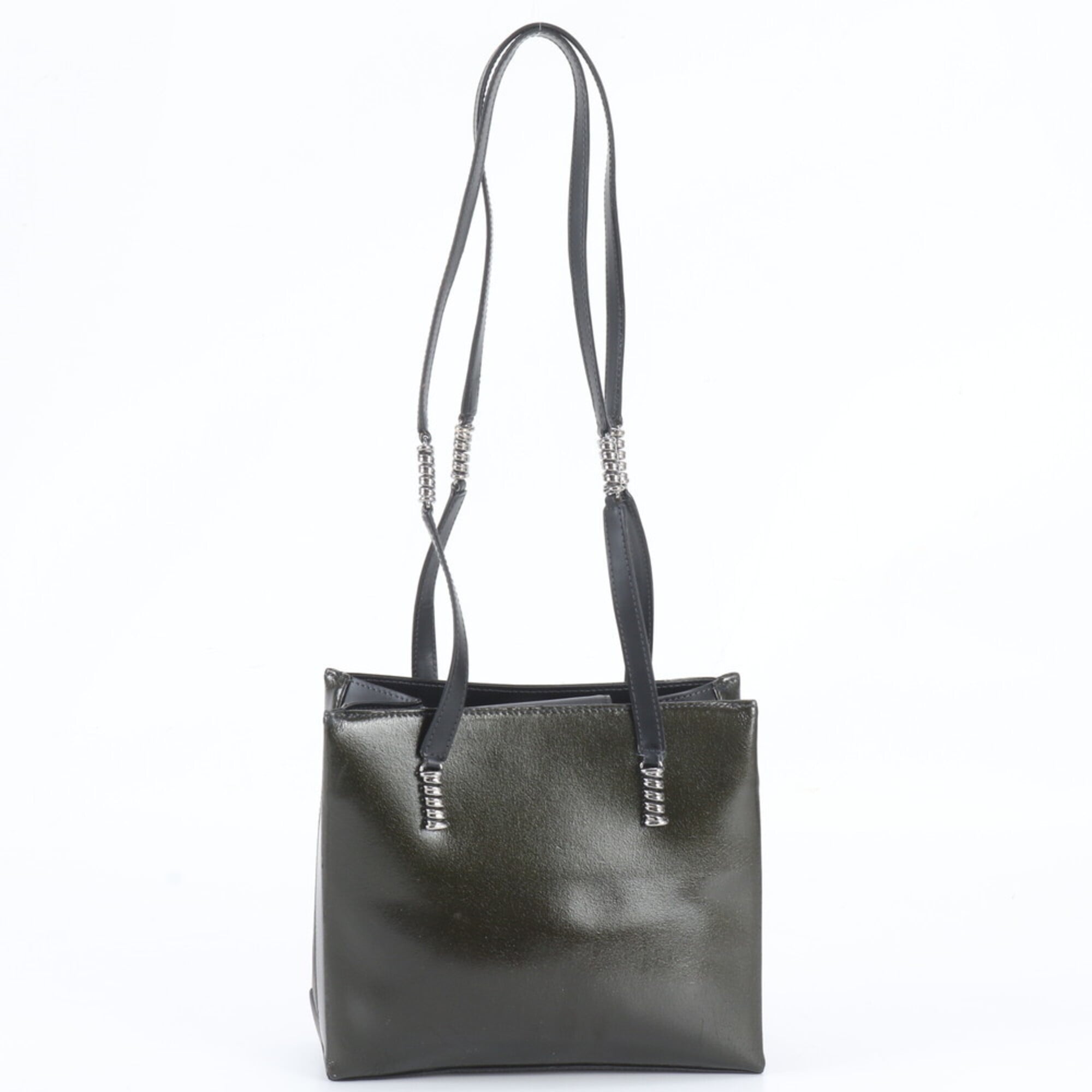 Loewe Black Green Khaki Leather Handbag Shoulder Bag Tote Bag (Pre-Owned)