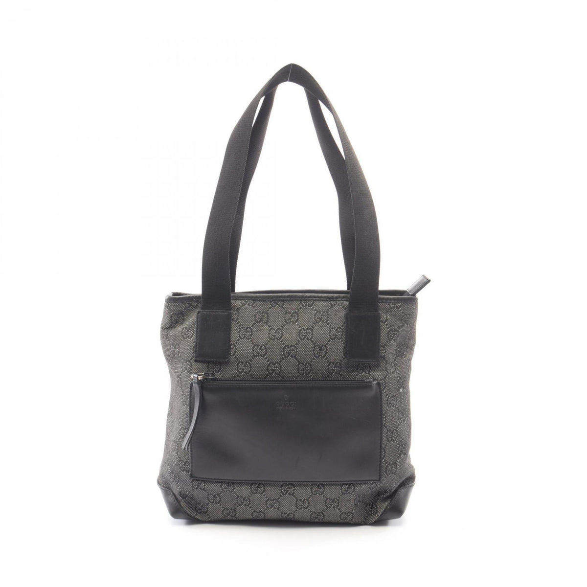 Gucci Black Gray Gg Canvas Leather Handbag Shoulder Bag (Pre-Owned)