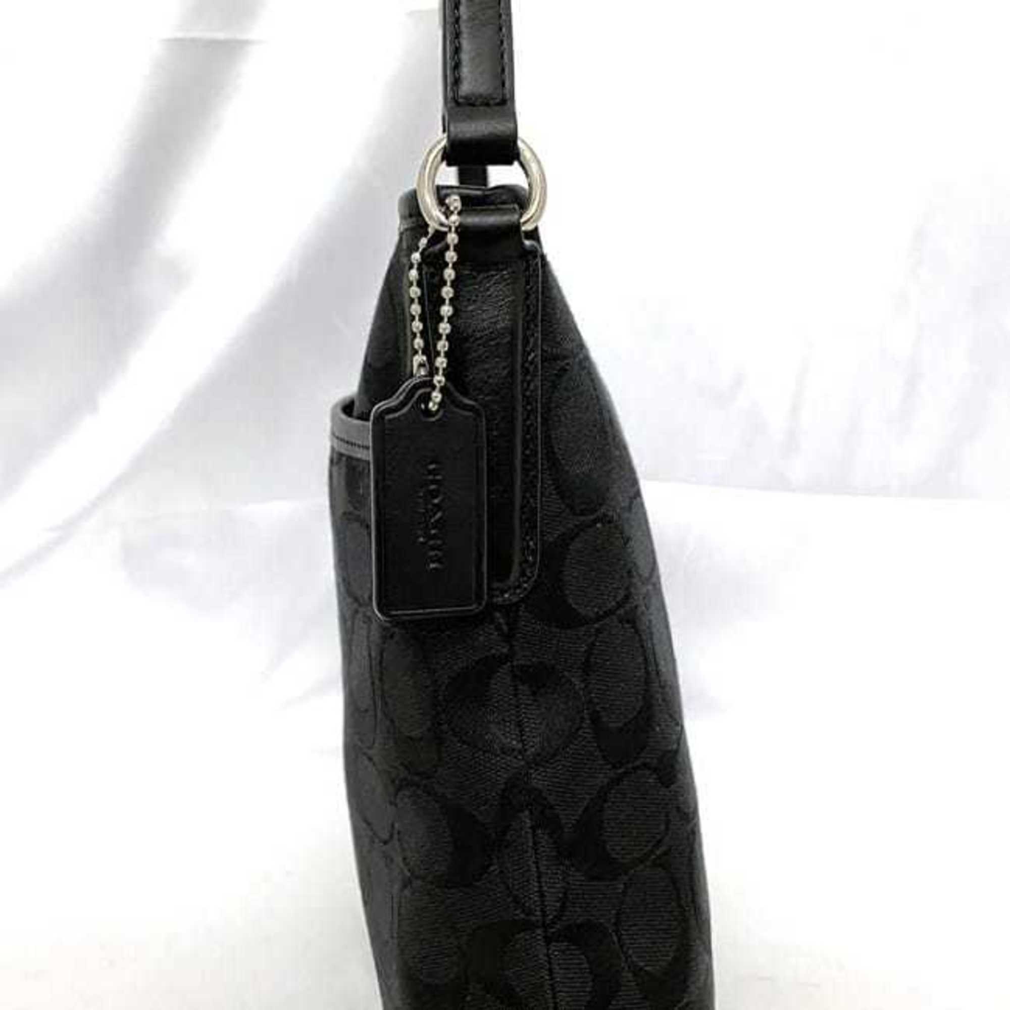 Coach Black Canvas Leather Shoulder Bag (Pre-Owned)