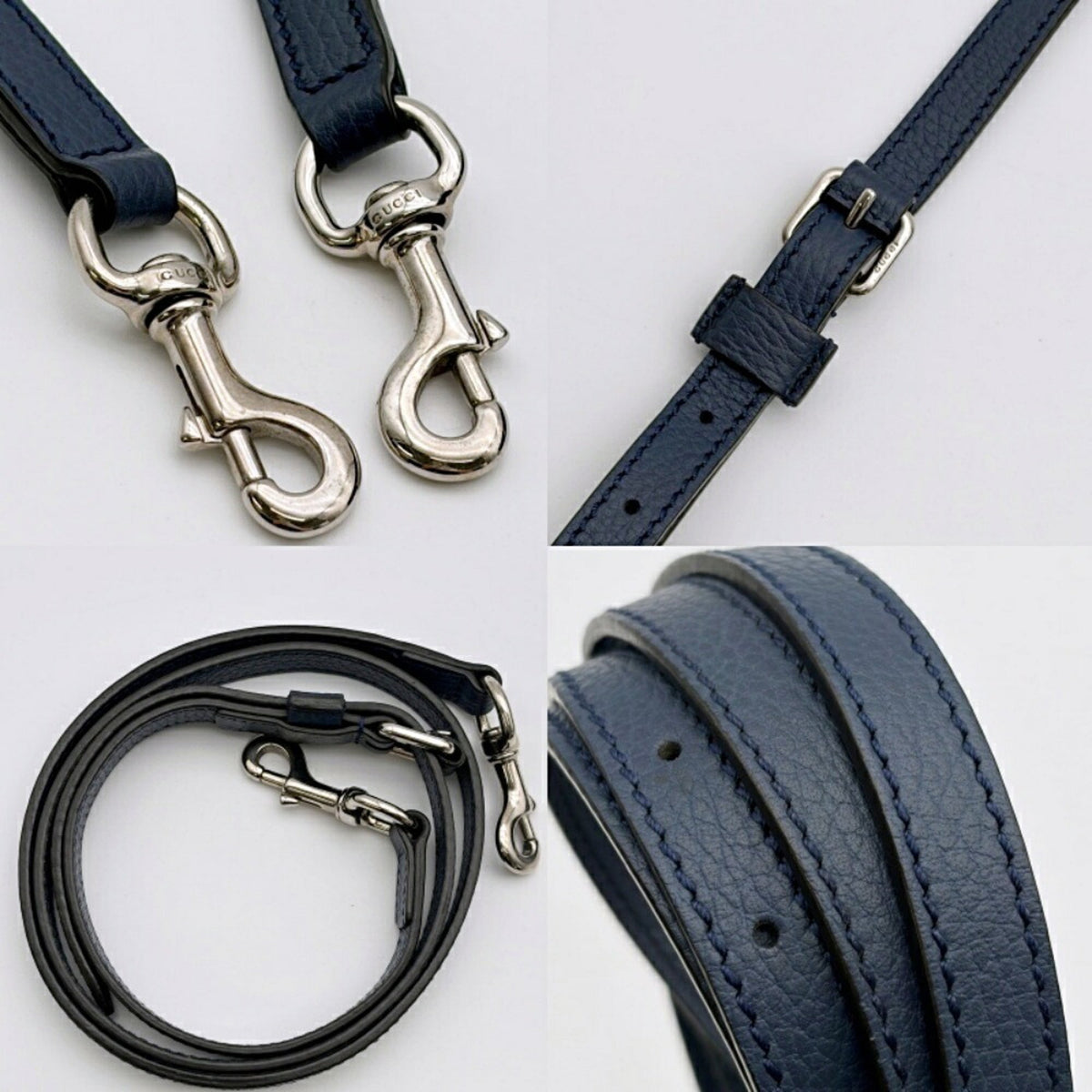 Gucci Navy Nylon Leather Tote Bag (Pre-Owned)