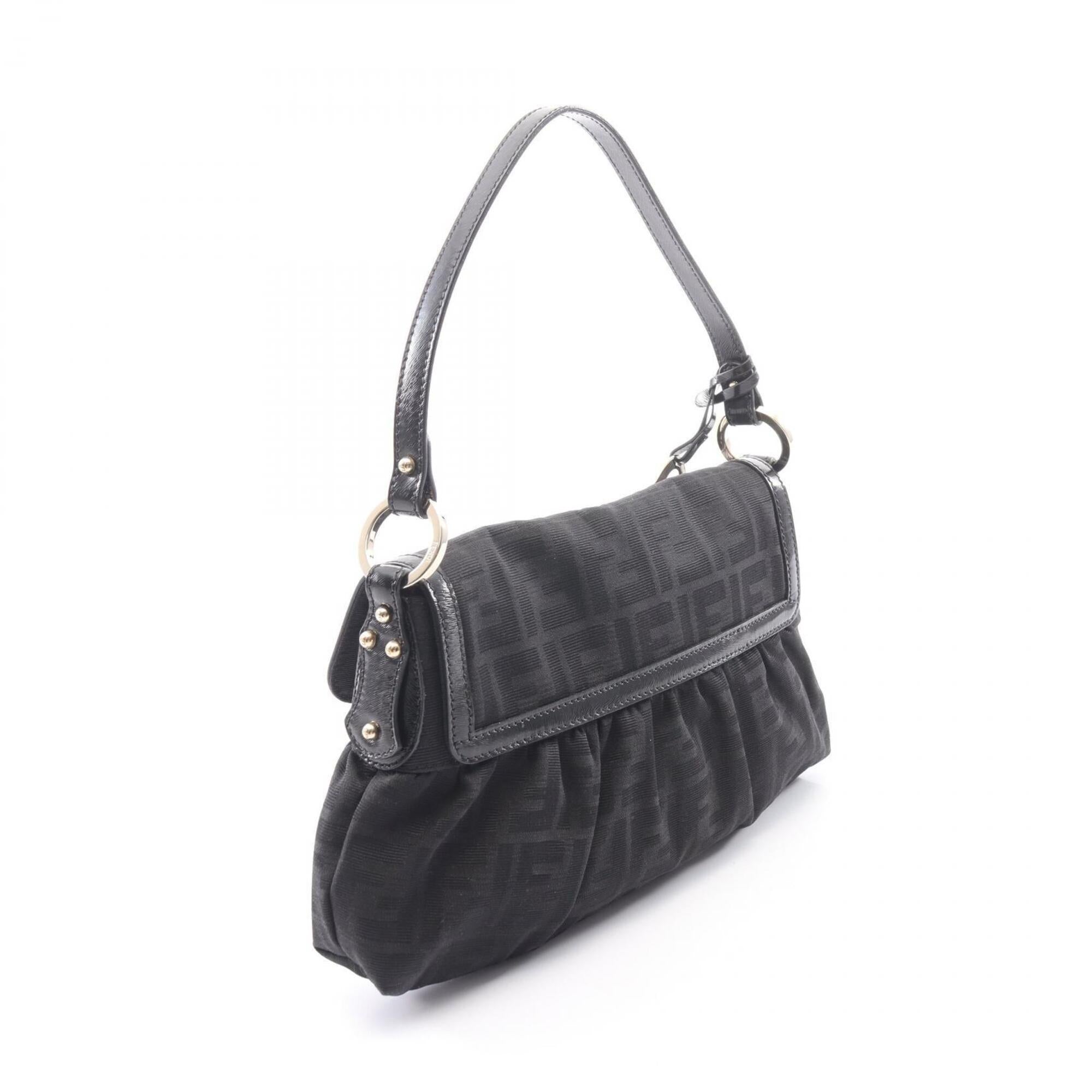 Fendi Black Canvas Leather Handbag Shoulder Bag (Pre-Owned)