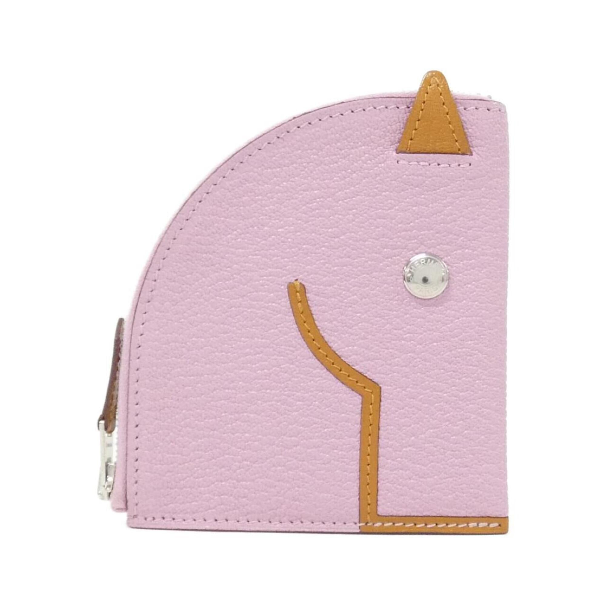 Hermes Pink Chevre Leather Coin Purse/Coin Case (Pre-Owned)