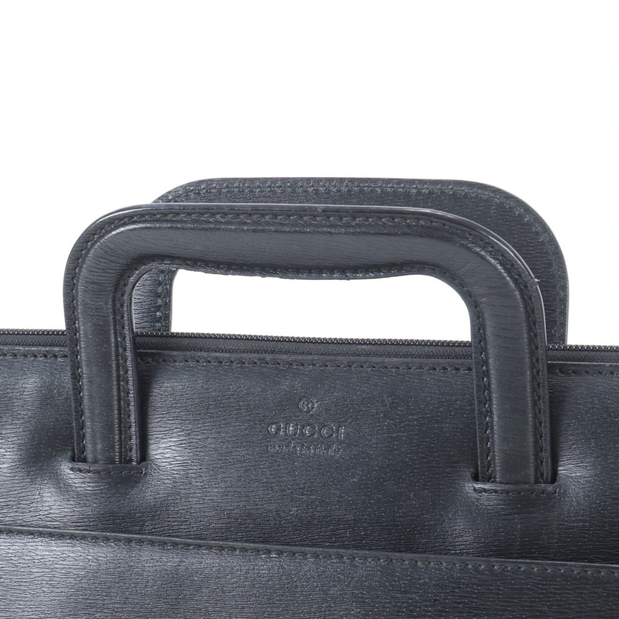 Gucci Black Leather Briefcase Handbag Tote Bag (Pre-Owned)