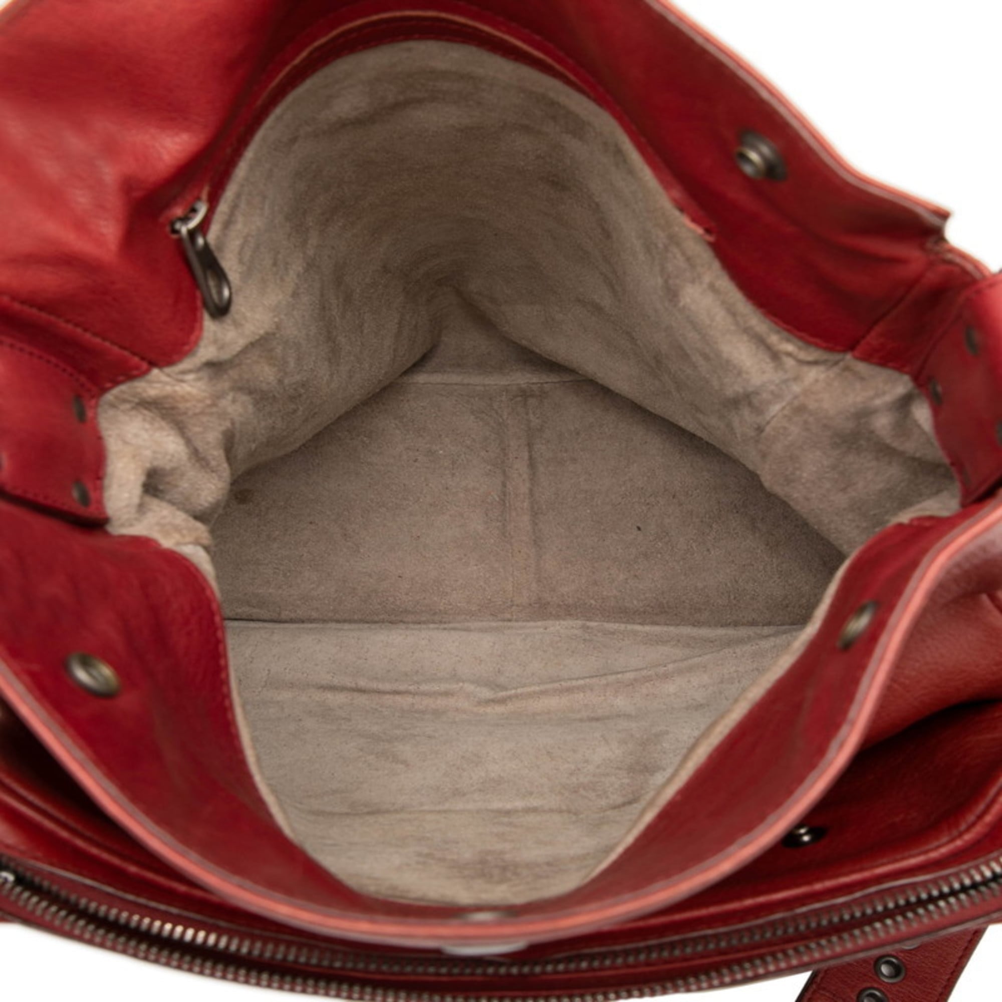 Bottega Veneta Red Color Leather Shoulder Bag (Pre-Owned)