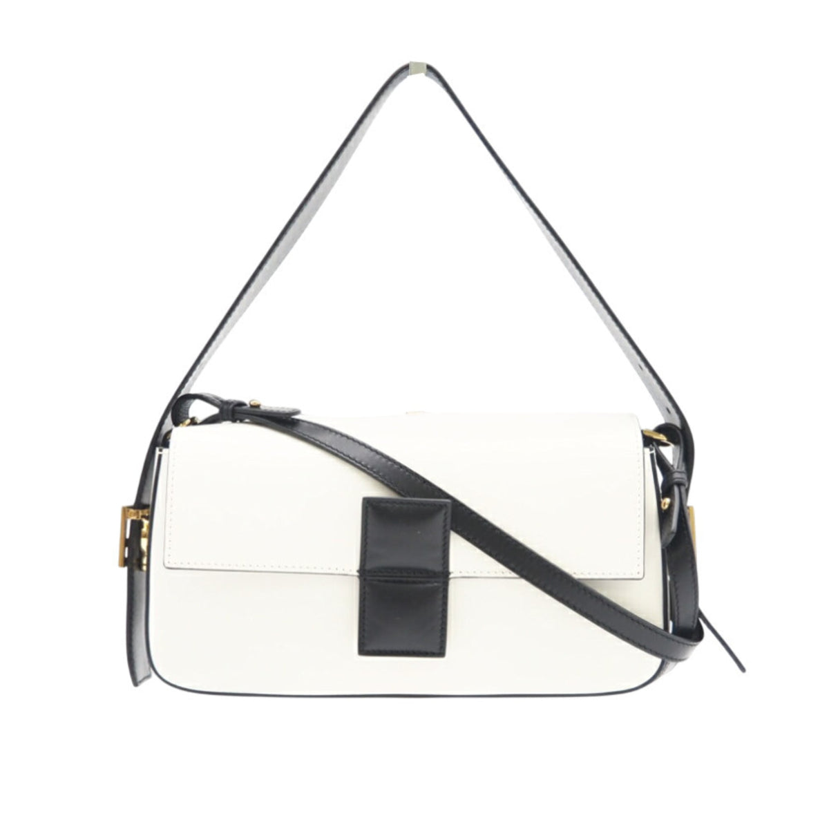 Fendi Black White Leather Shoulder Bag (Pre-Owned)