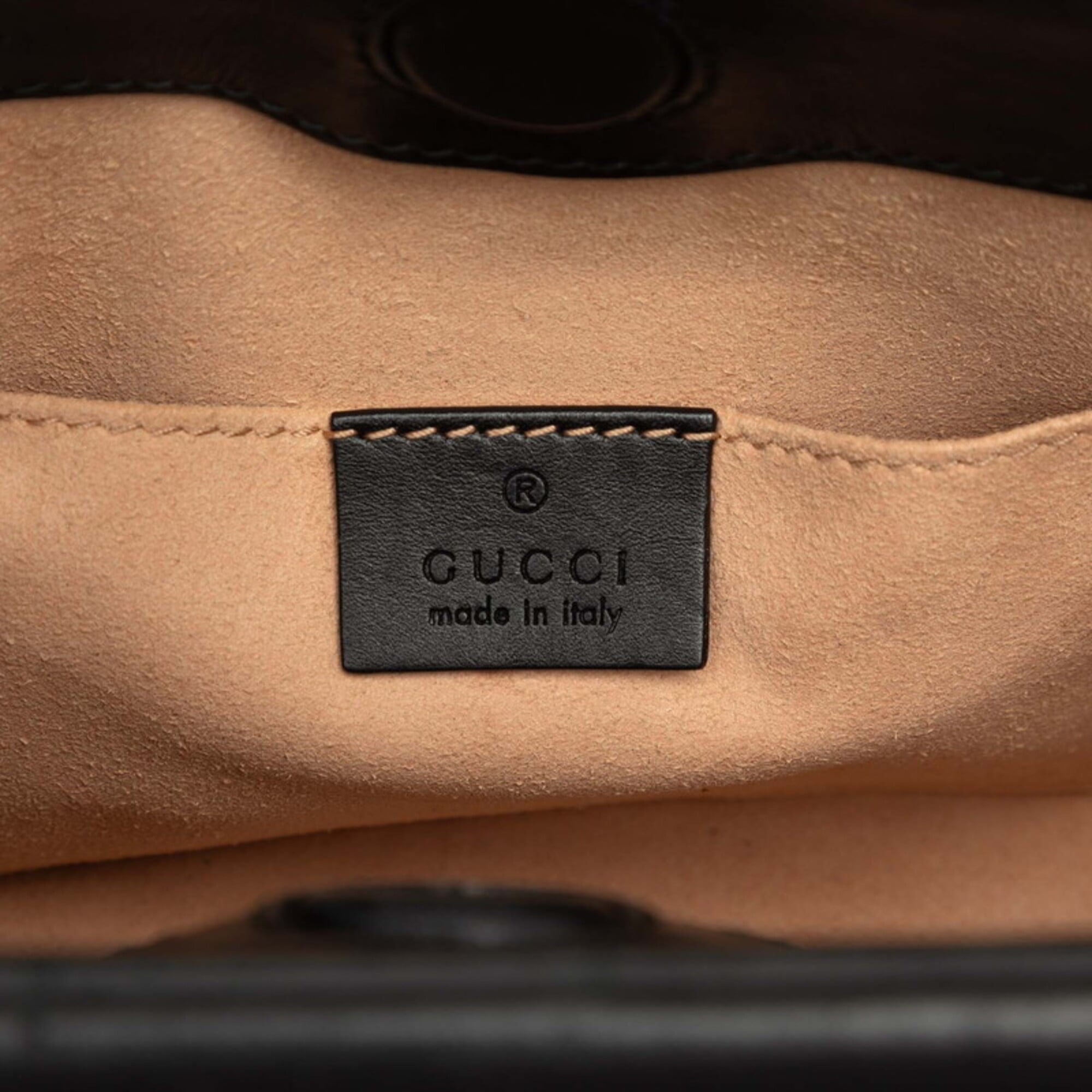 Gucci Black Red Color Bamboo Leather Handbag Shoulder Bag (Pre-Owned)