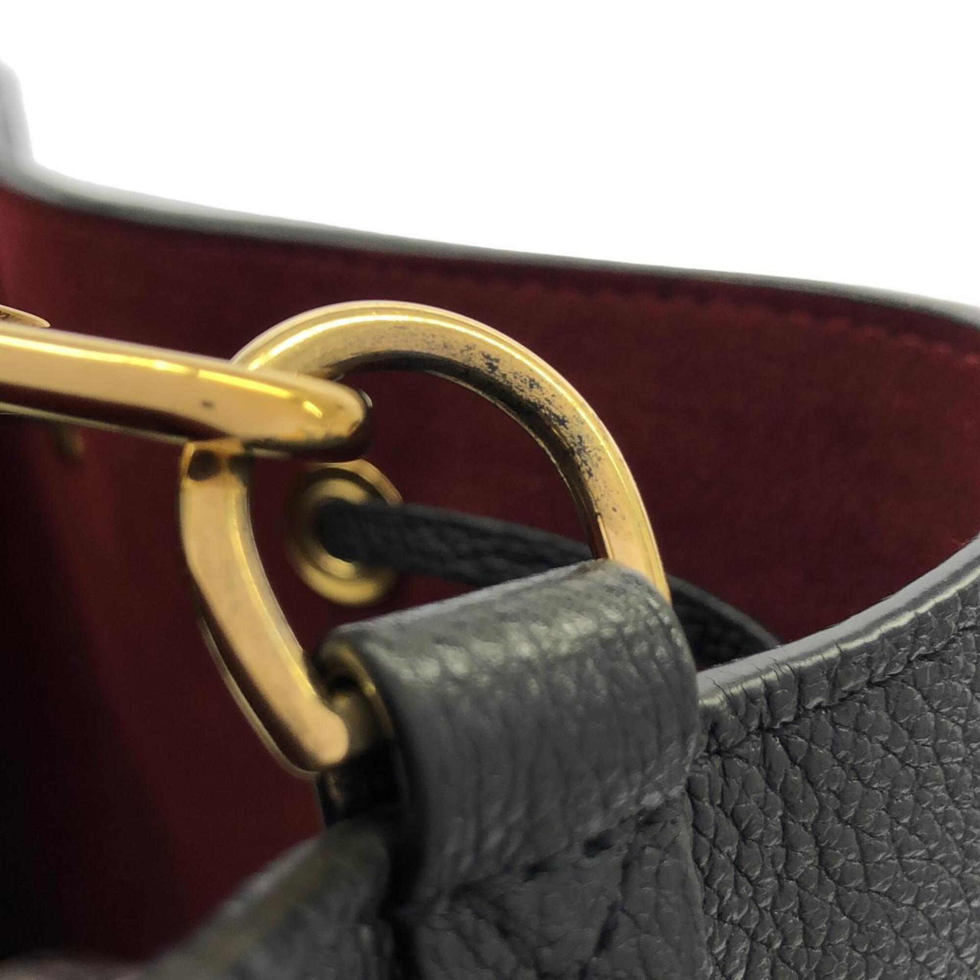 Louis Vuitton Beige Black Leather Pouch Shoulder Bag (Pre-Owned)