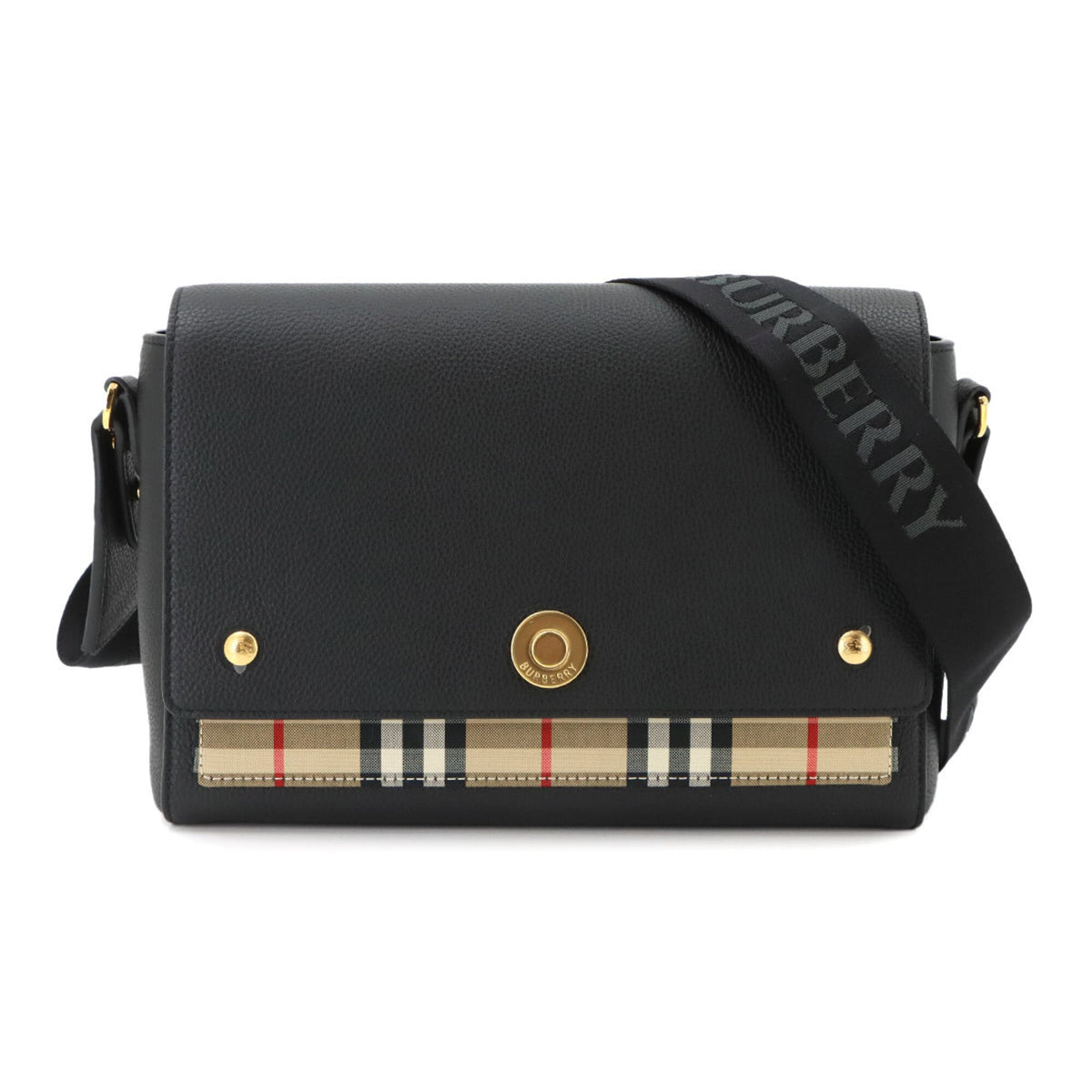 Burberry Black Canvas Leather Handbag Shoulder Bag (Pre-Owned)