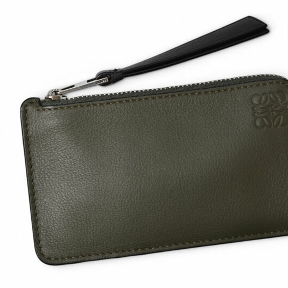 Loewe Khaki Brown Leather Coin Purse/Coin Case (Pre-Owned)