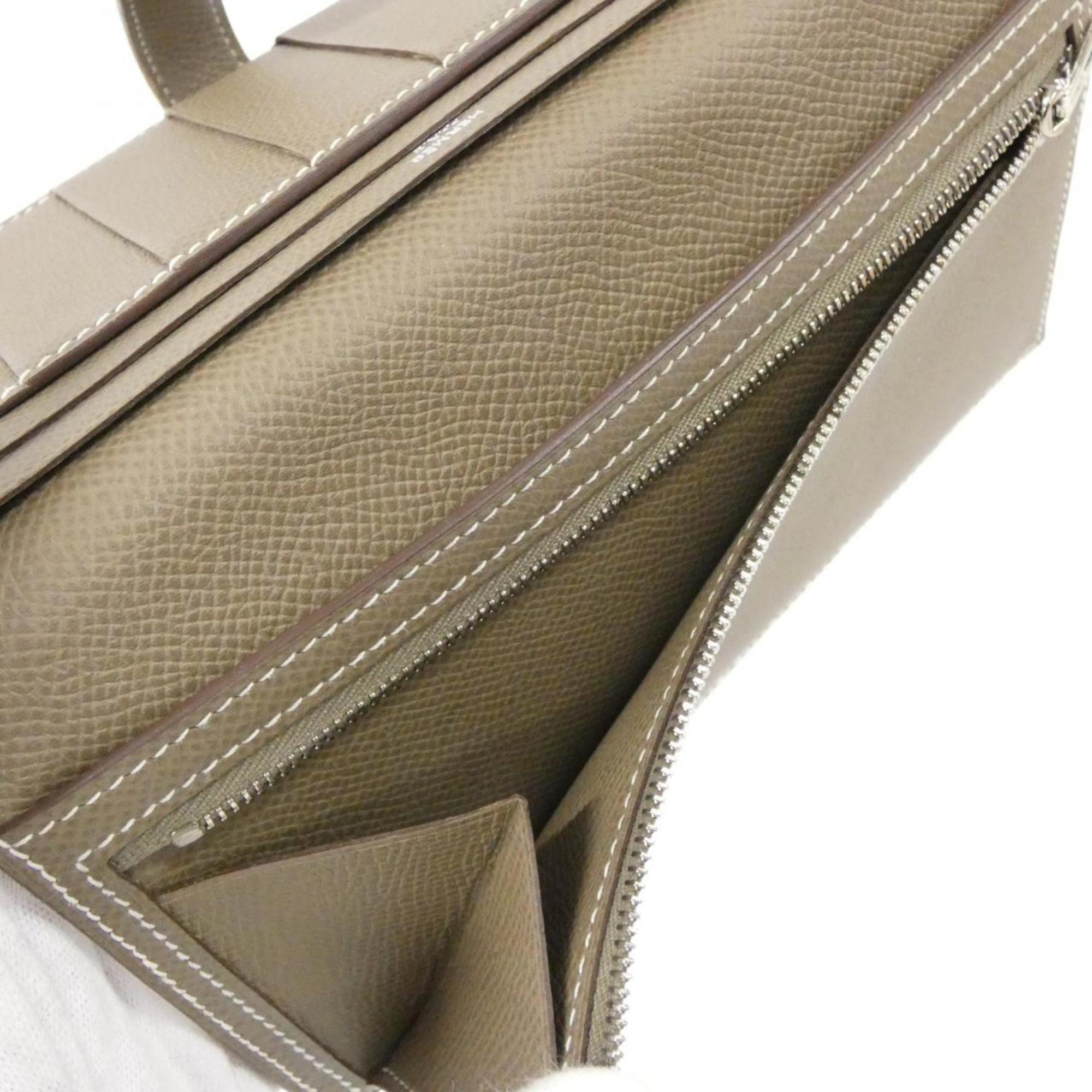 Hermes Etoupe Gray Soufre Epsom Leather Long Wallet (Bi-Fold) (Pre-Owned)