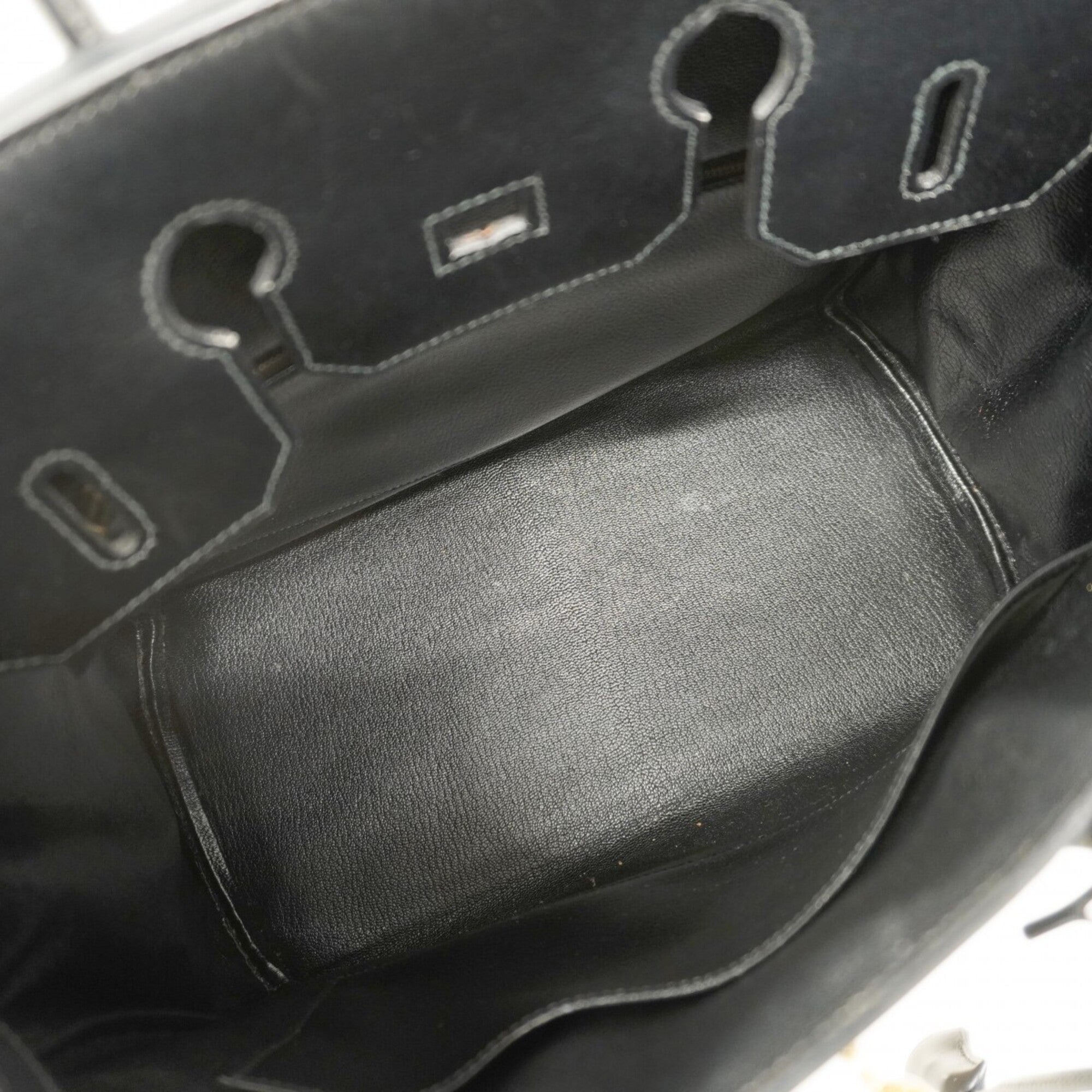 Hermes Black Toile H Box Calf Leather Handbag (Pre-Owned)