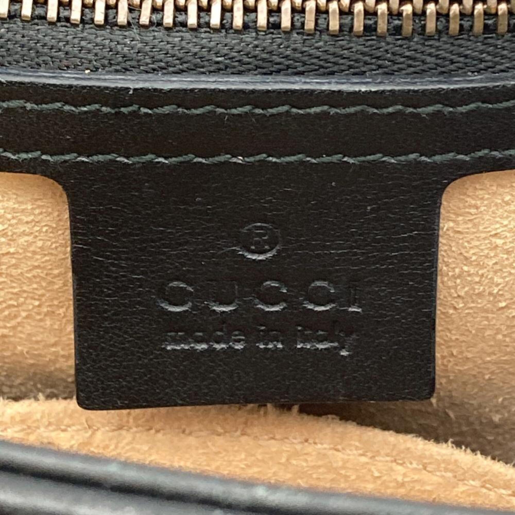 Gucci Gg Marmont Black Leather Handbag Shoulder Bag (Pre-Owned)