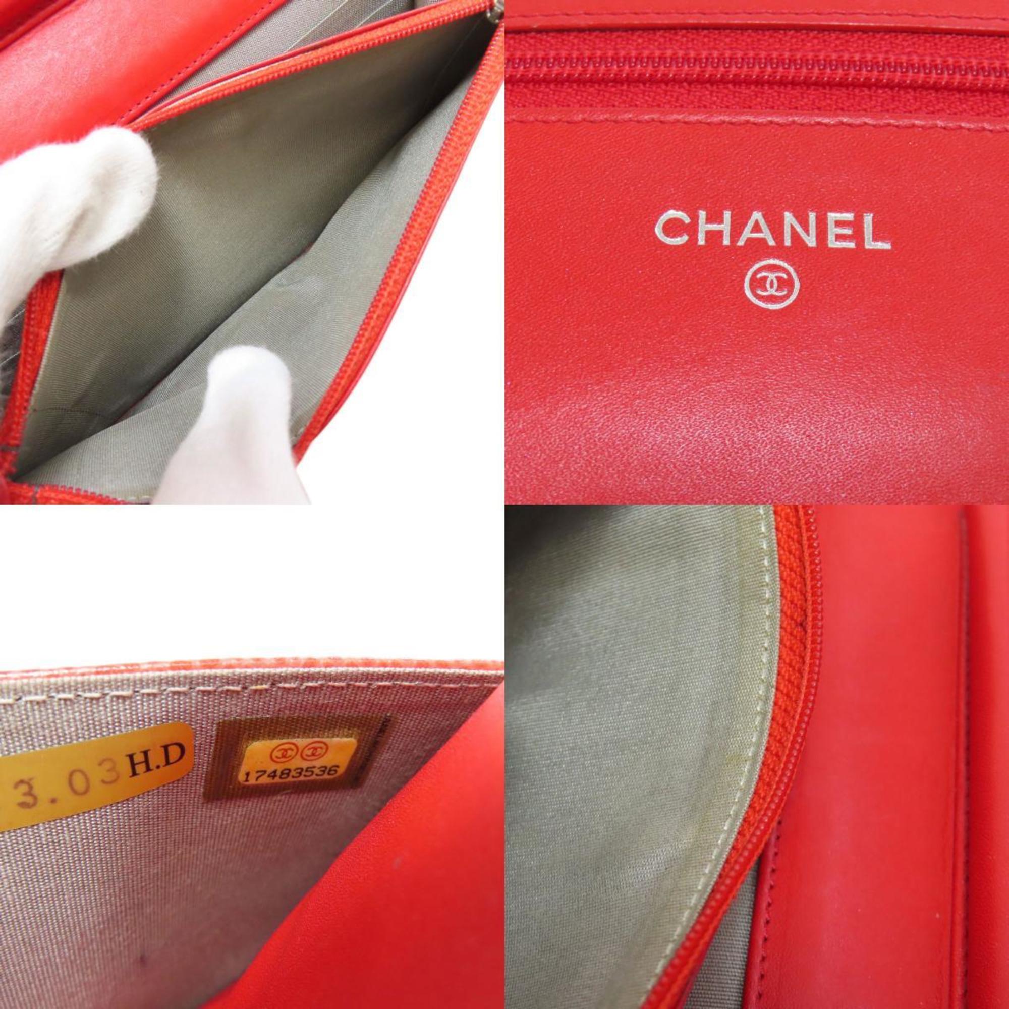 Chanel Red Color Caviar Leather Shoulder Bag (Pre-Owned)