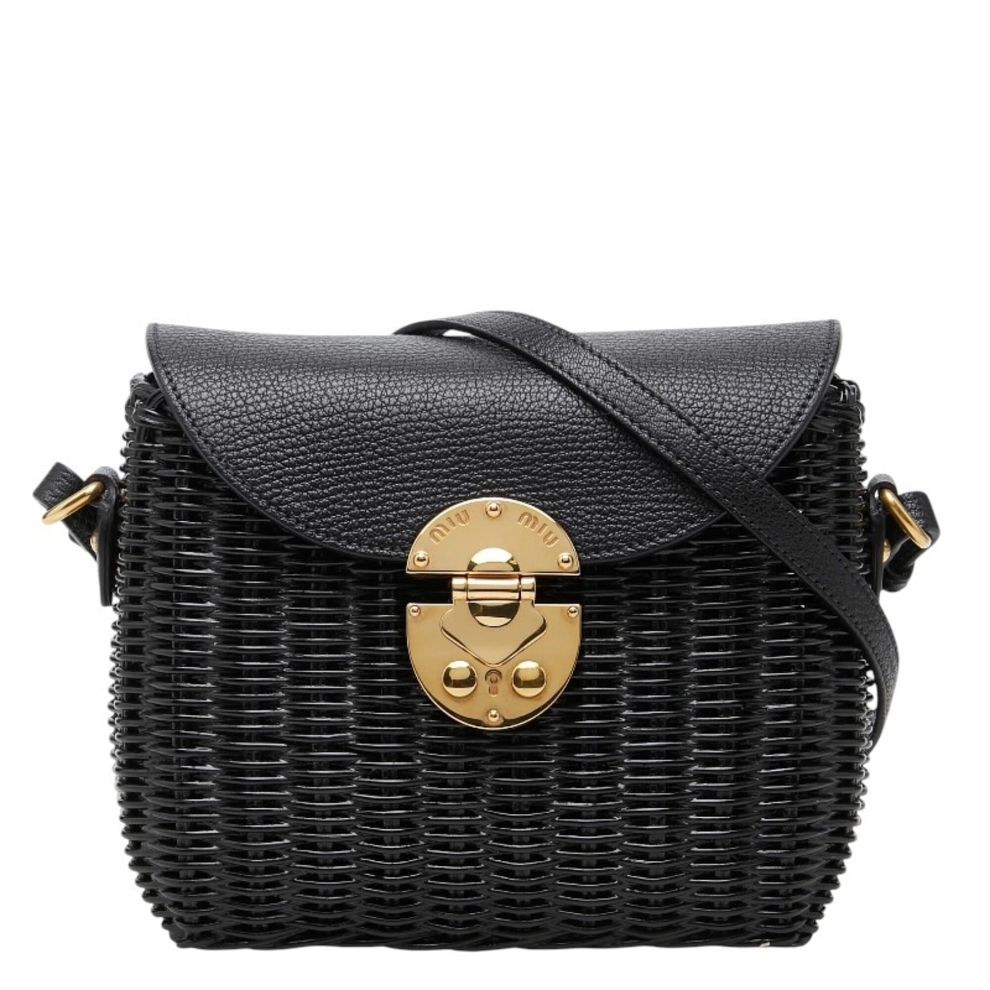 Miu Miu Black Leather Wisteria Vine Shoulder Bag (Pre-Owned)