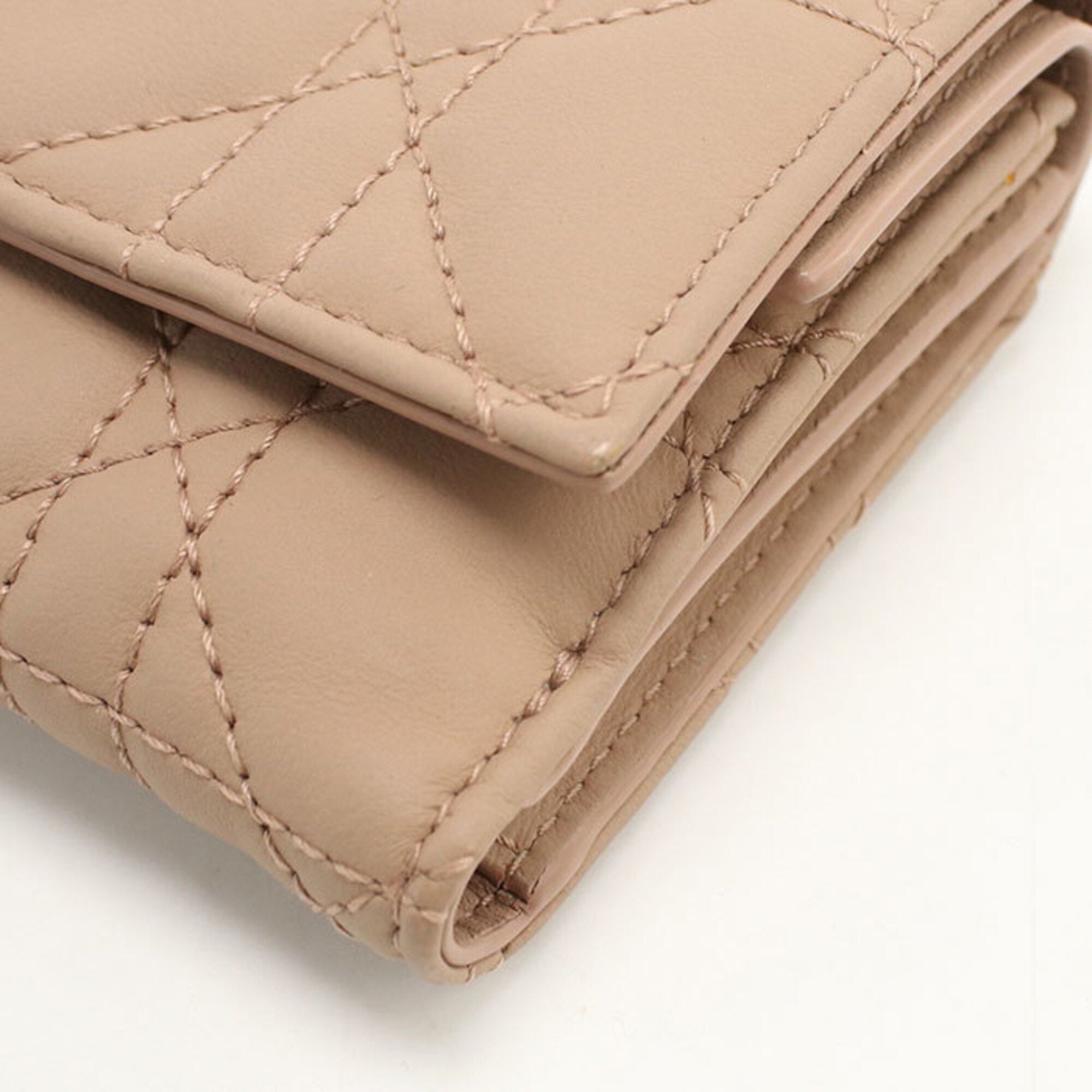 Christian Dior Beige Leather Wallet (Tri-Fold) (Pre-Owned)