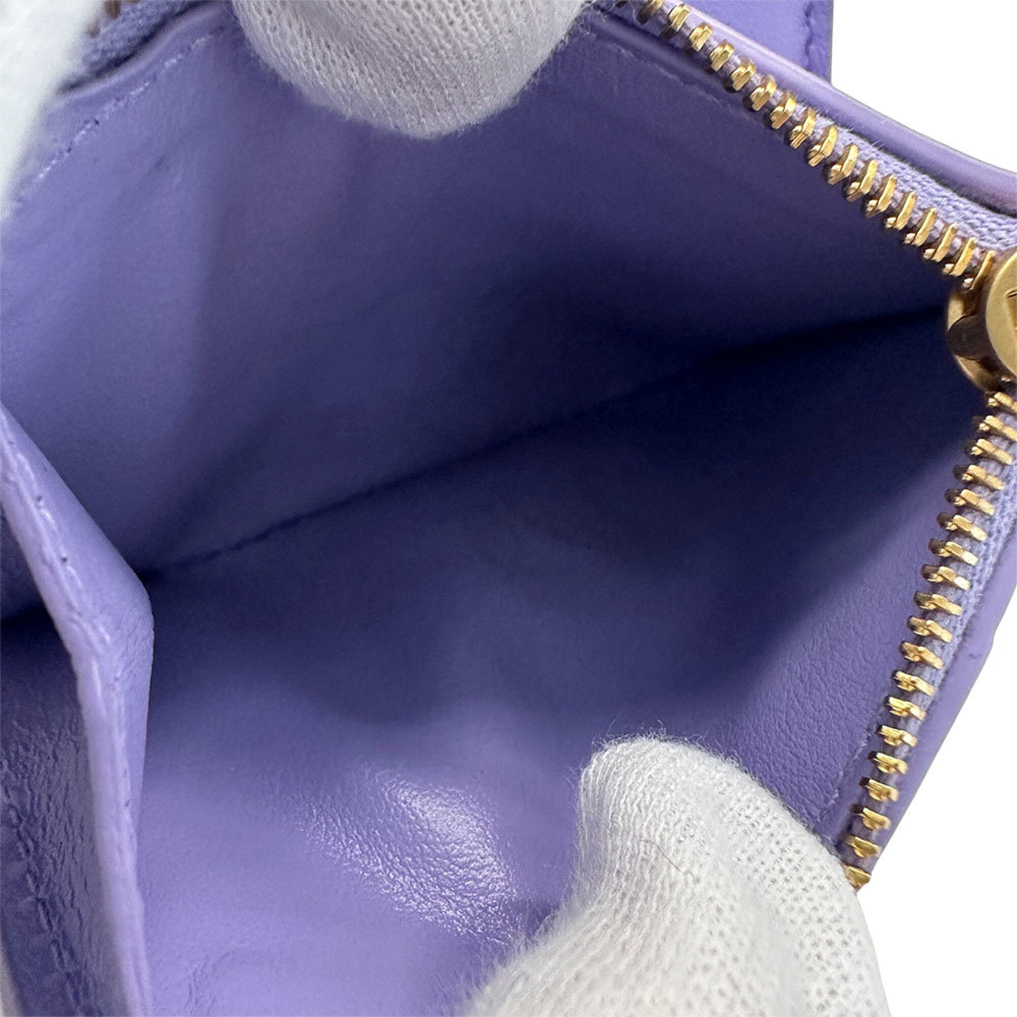 Bottega Veneta Purple Leather Wallet (Tri-Fold) (Pre-Owned)