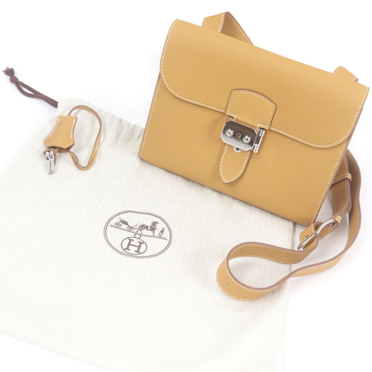 Hermes Natural Sable Togo Leather Shoulder Bag (Pre-Owned)