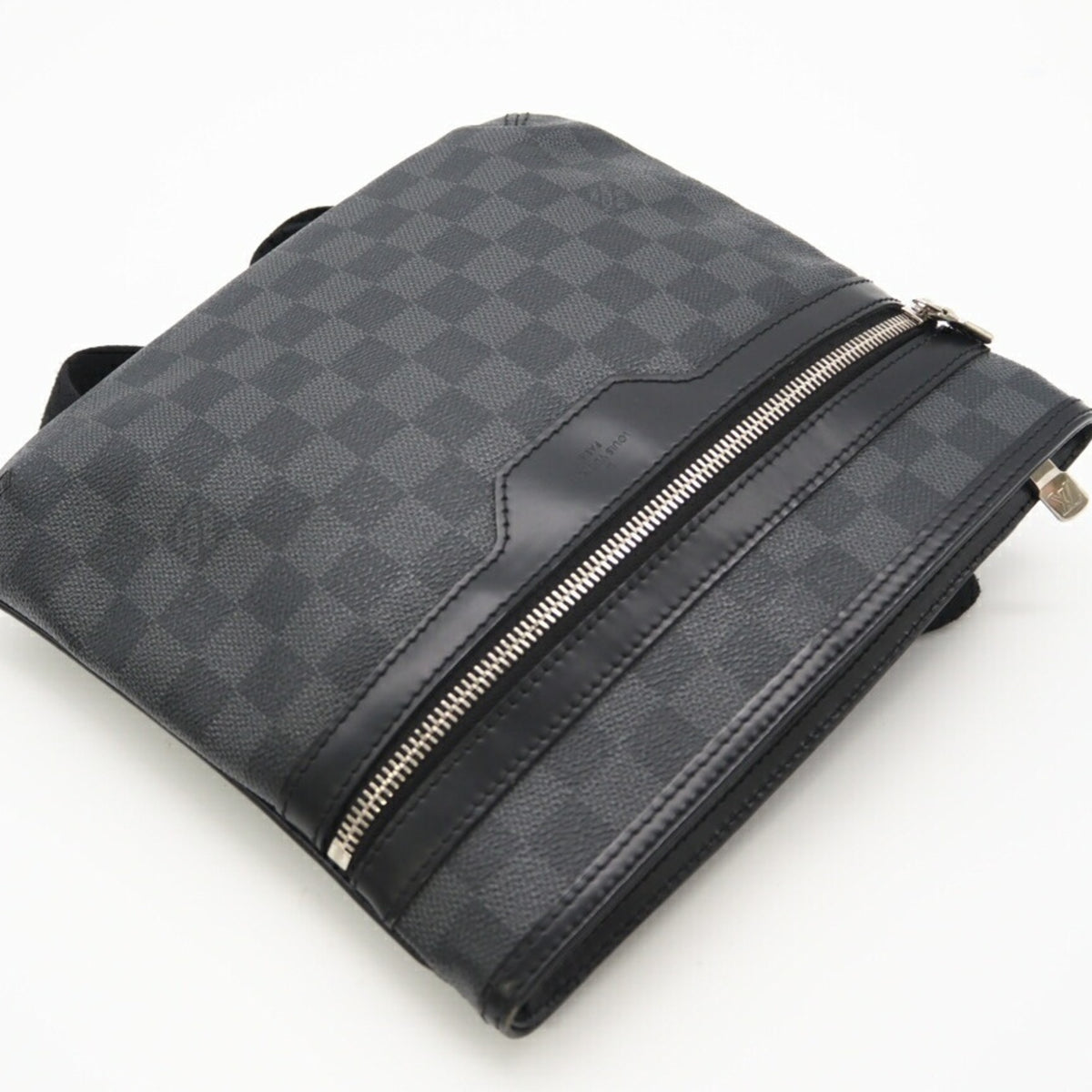 Louis Vuitton Black Gray Coated Canvas Shoulder Bag (Pre-Owned)