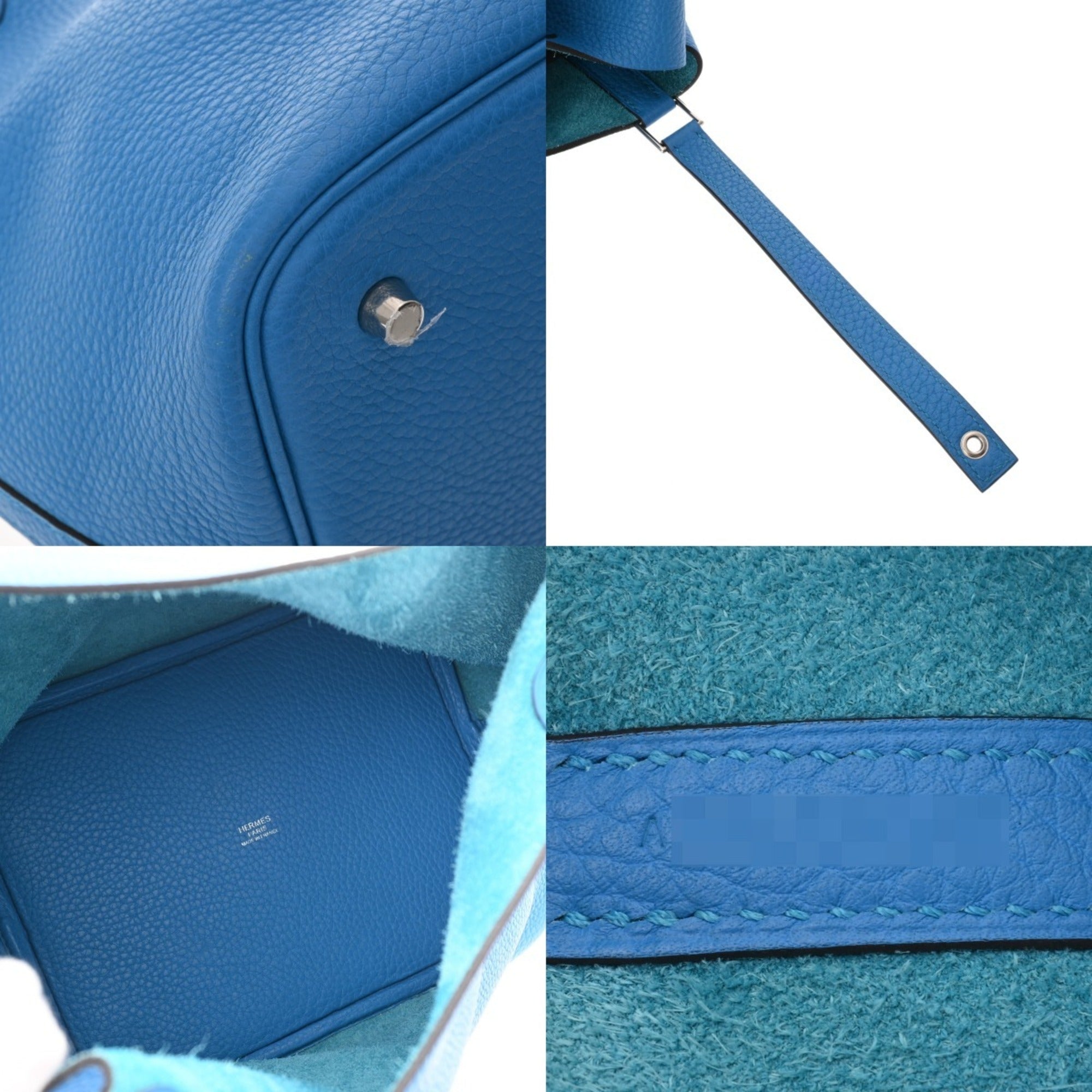 Hermes Picotin Blue Taurillon Clemence Leather Handbag (Pre-Owned)