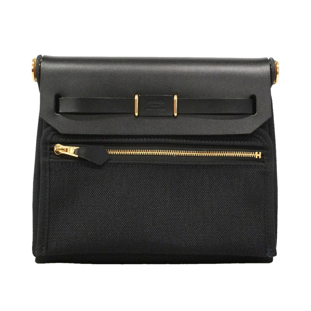 Hermes Black Toile Officier Shoulder Bag (Pre-Owned)