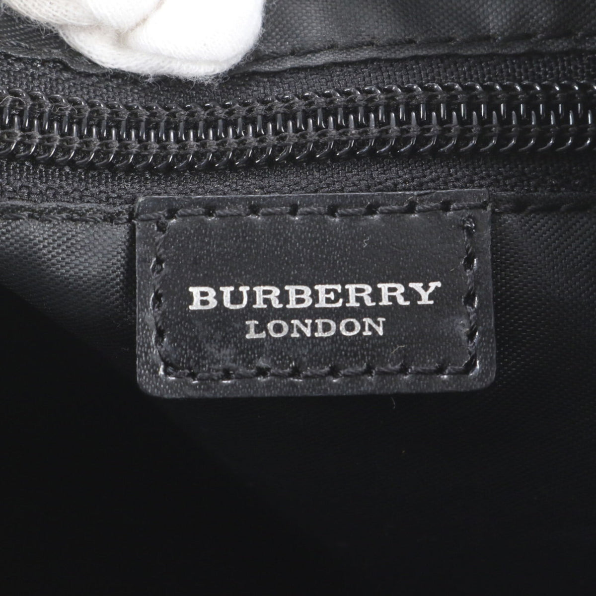Burberry Black Leather Canvas Messenger Bag Shoulder Bag (Pre-Owned)