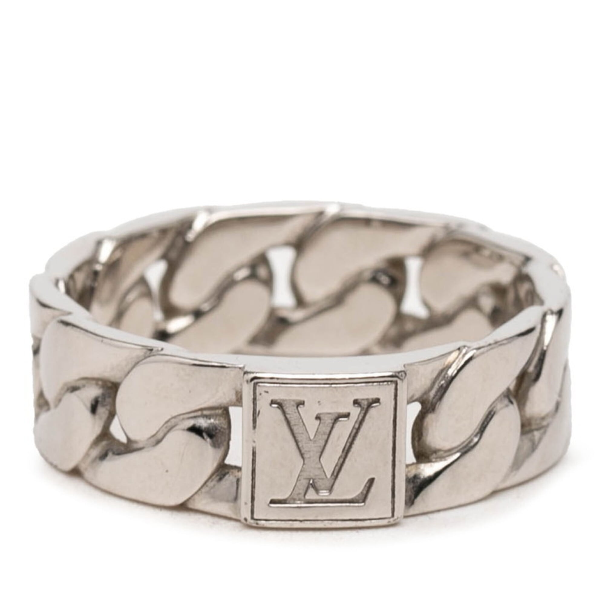 Louis Vuitton Silver Metal Band Ring (Pre-Owned)