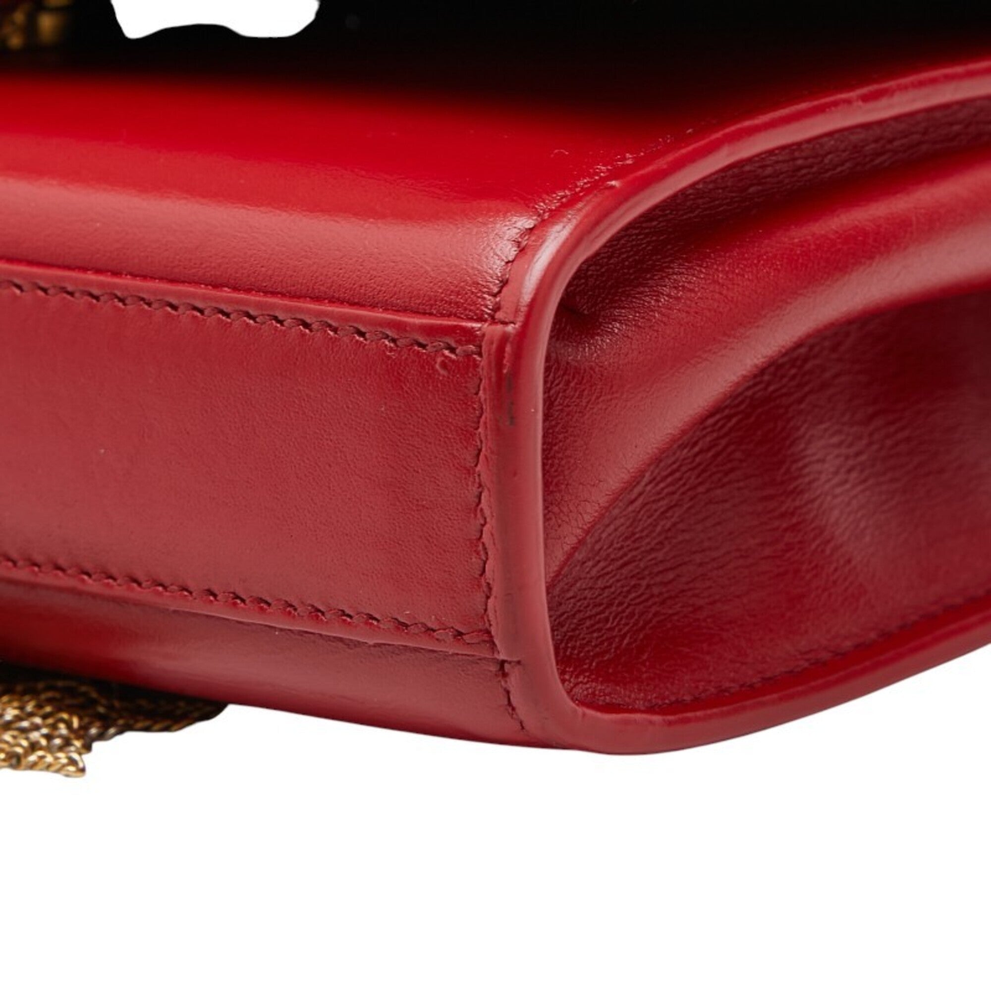 Saint Laurent Gold Red Color Leather Shoulder Bag (Pre-Owned)