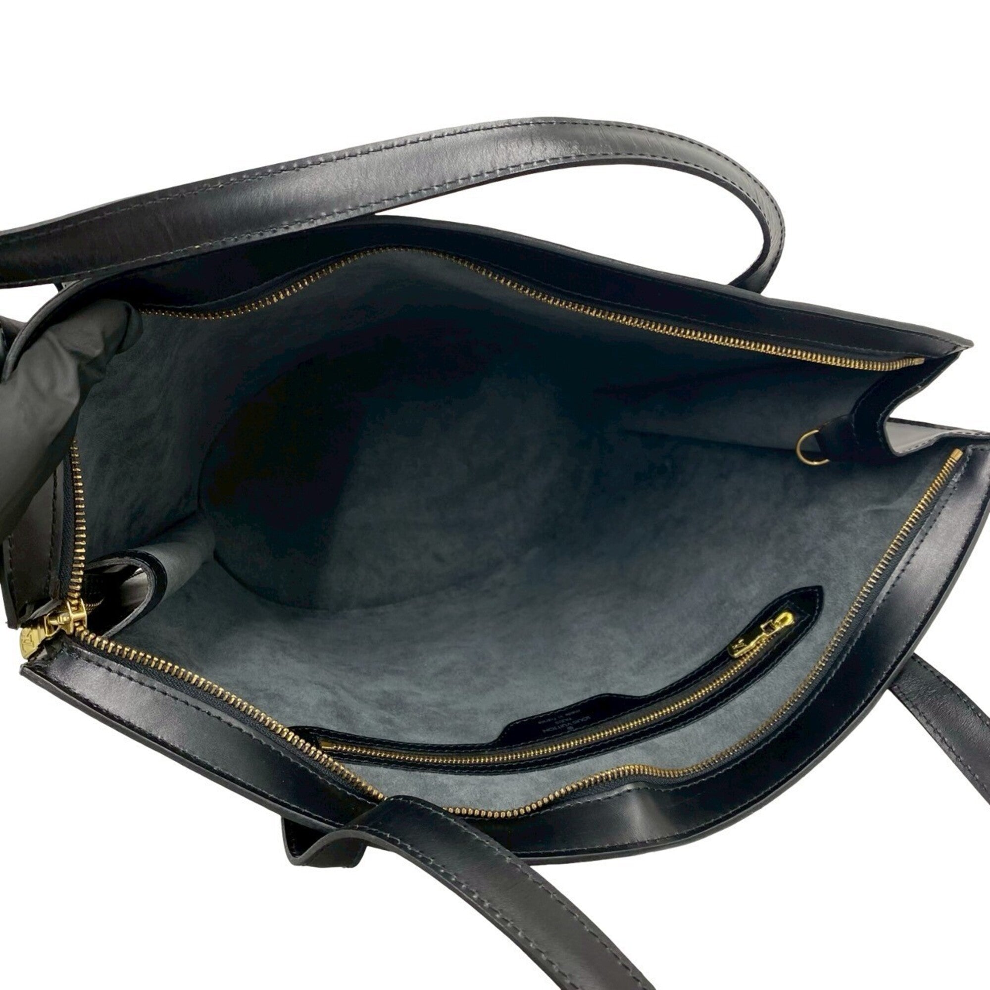 Louis Vuitton Black Leather Shoulder Bag Tote Bag (Pre-Owned)