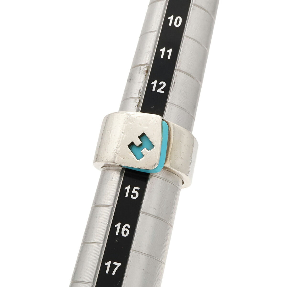 Hermes Silver Blue Silver 925 Band Ring (Pre-Owned)