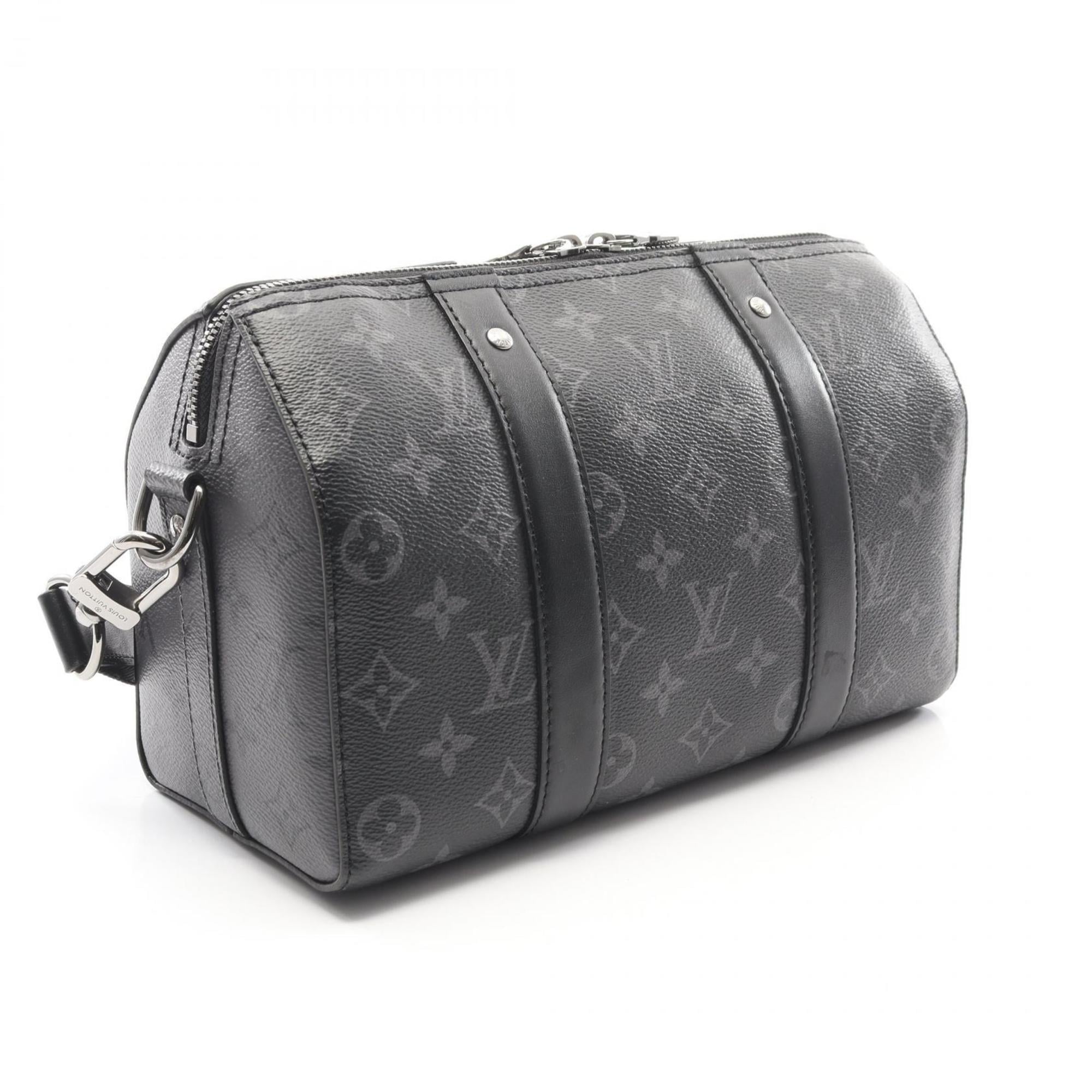 Louis Vuitton Black Gray Coated Canvas Leather Handbag Shoulder Bag (Pre-Owned)