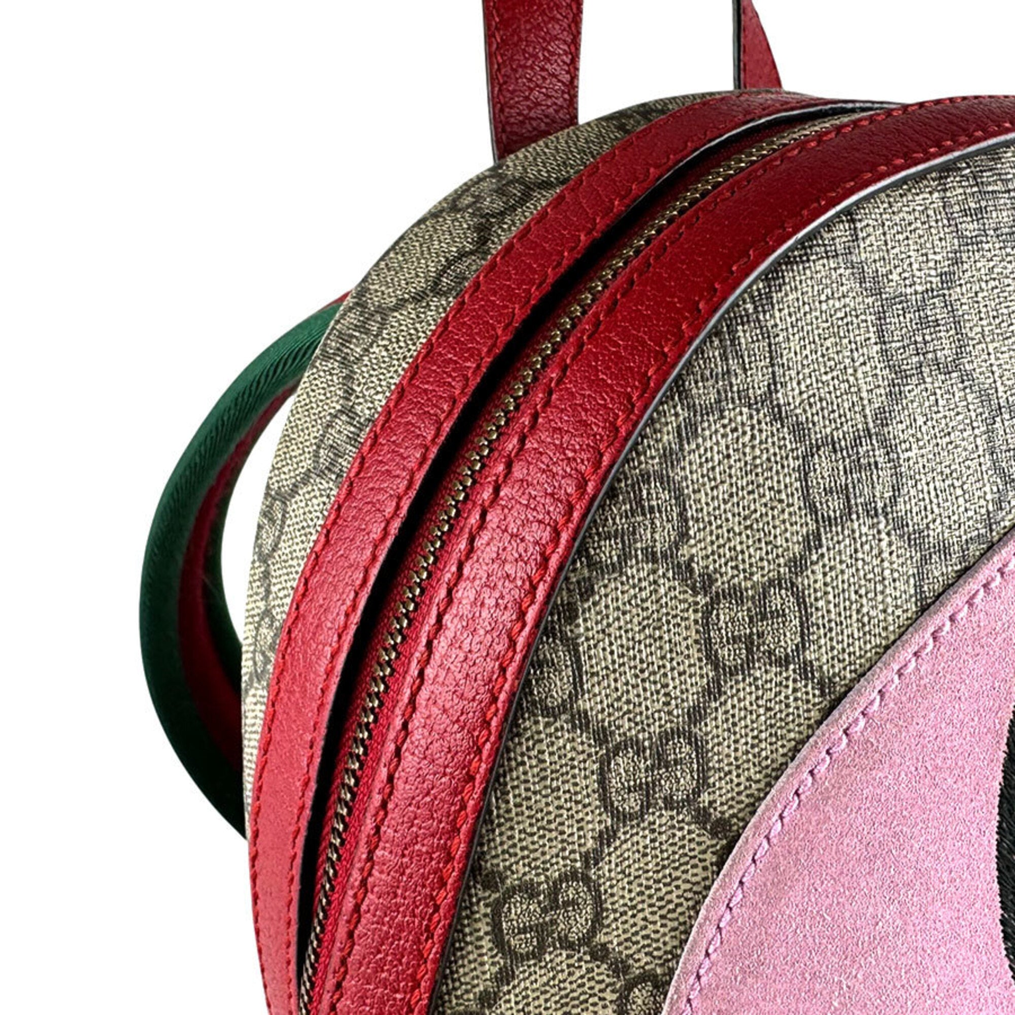Gucci Brown Pink Red Color Gg Supreme Backpack (Pre-Owned)