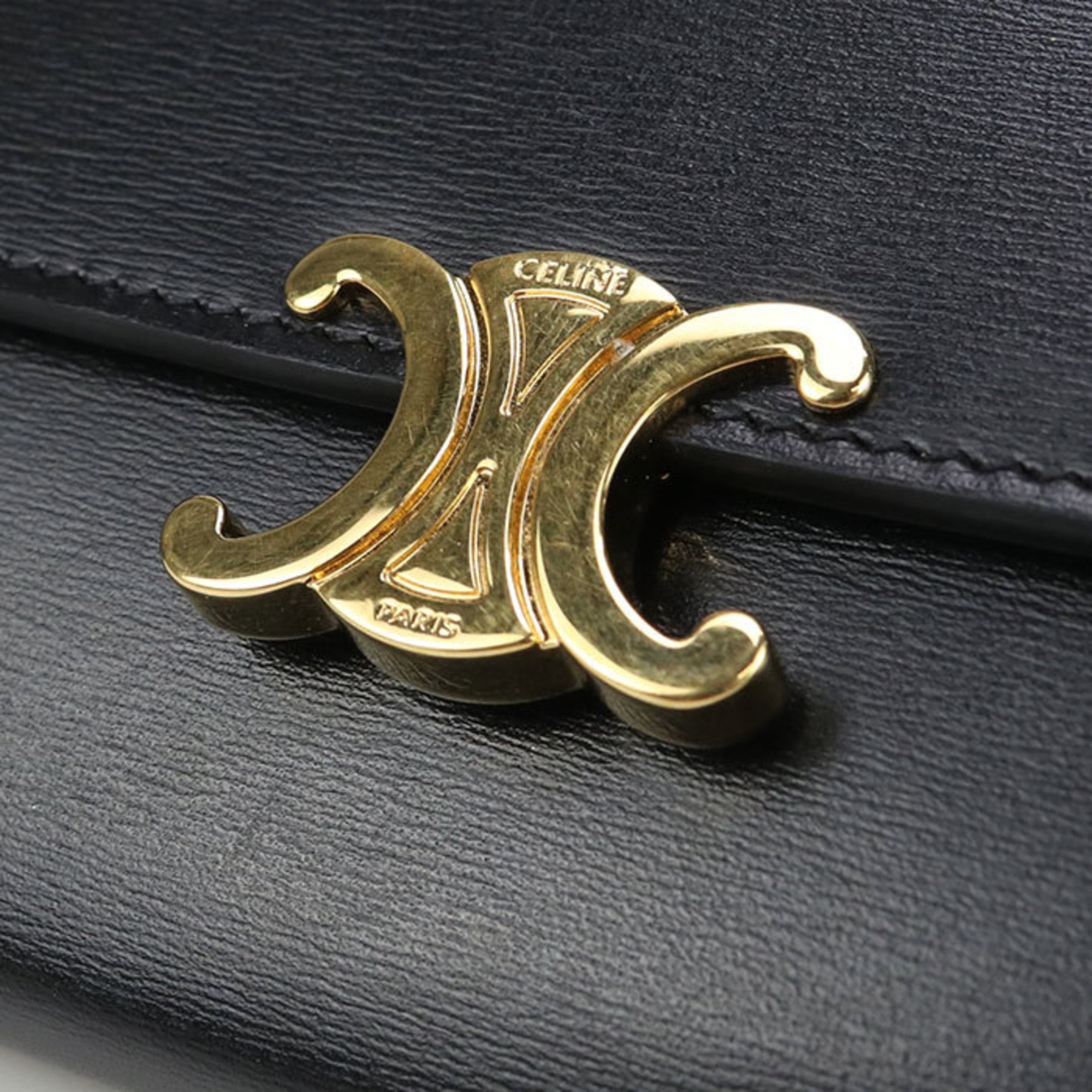 Celine Black Leather Long Wallet (Bi-Fold) (Pre-Owned)