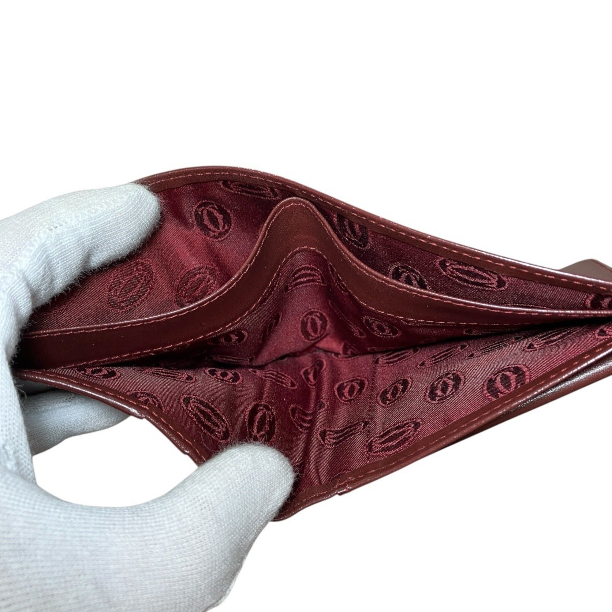 Cartier Wine Red Leather Wallet (Bi-Fold) (Pre-Owned)