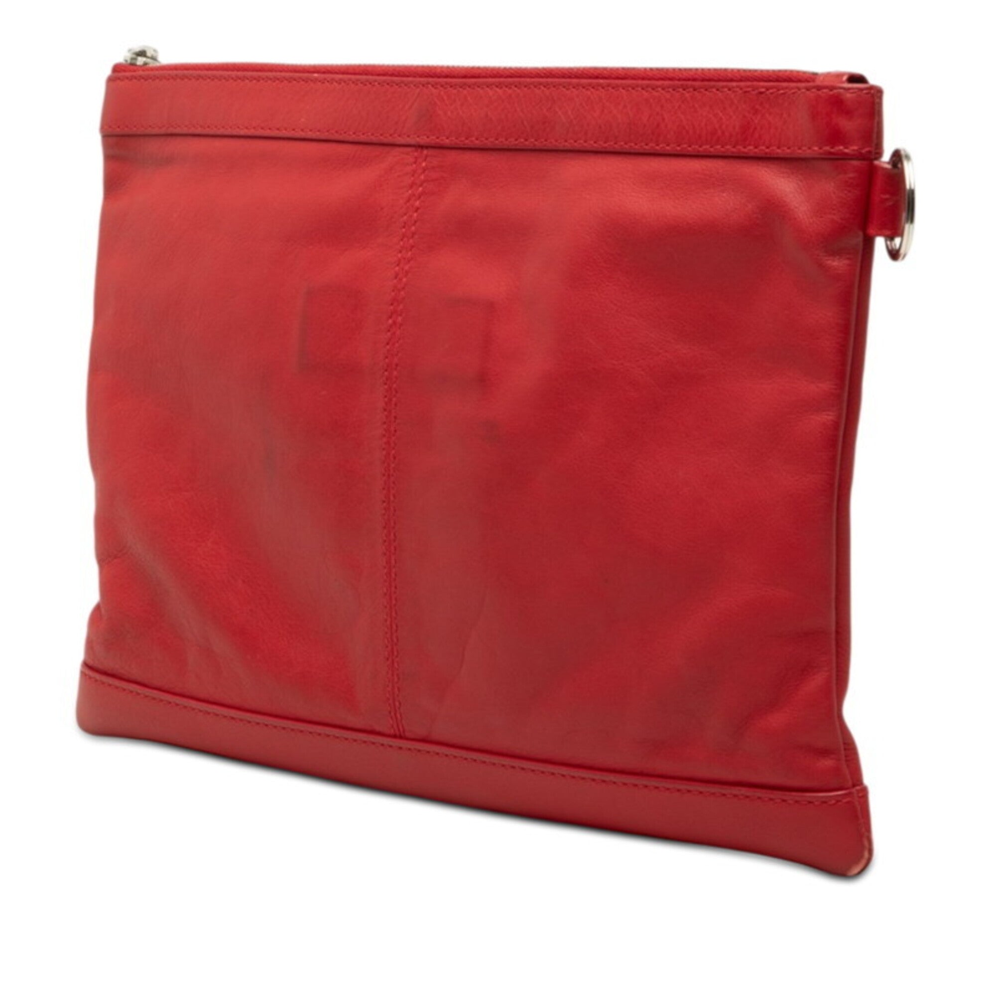 Balenciaga Red Color Leather Clutch Bag (Pre-Owned)