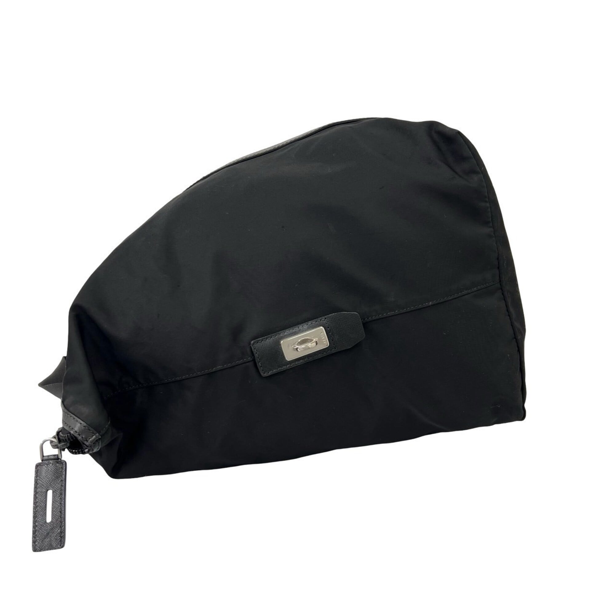 Prada Black Nylon Leather Boston Bag (Pre-Owned)