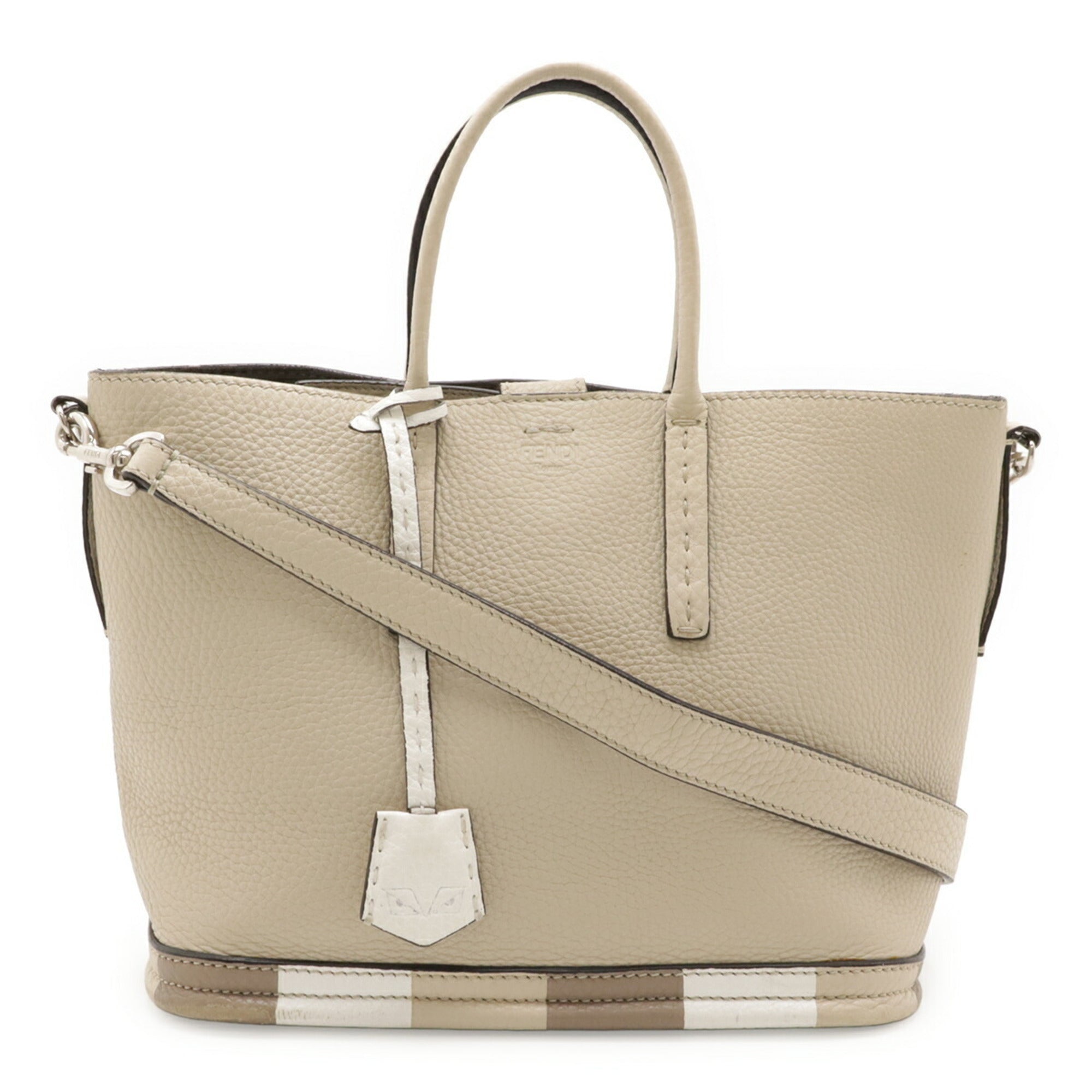 Fendi Beige Sand Leather Handbag Shoulder Bag (Pre-Owned)