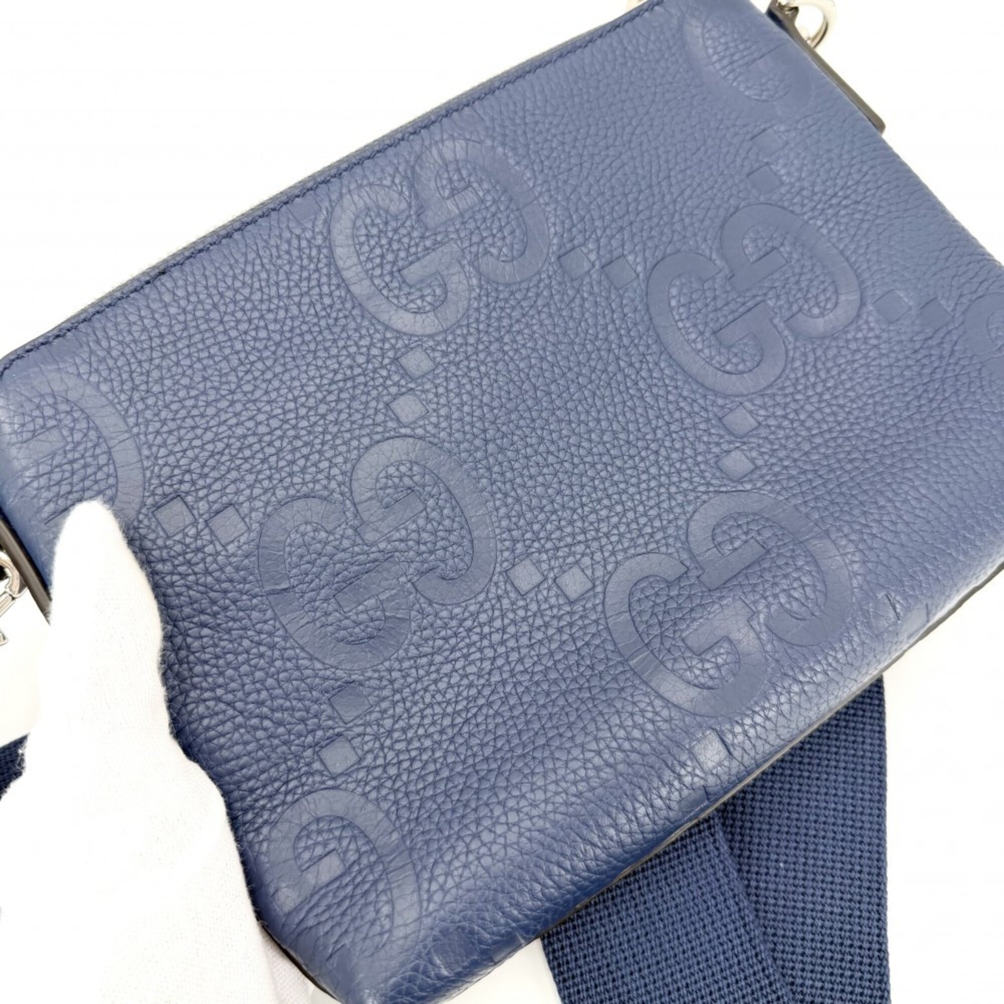 Gucci Blue Leather Clutch Bag Shoulder Bag (Pre-Owned)