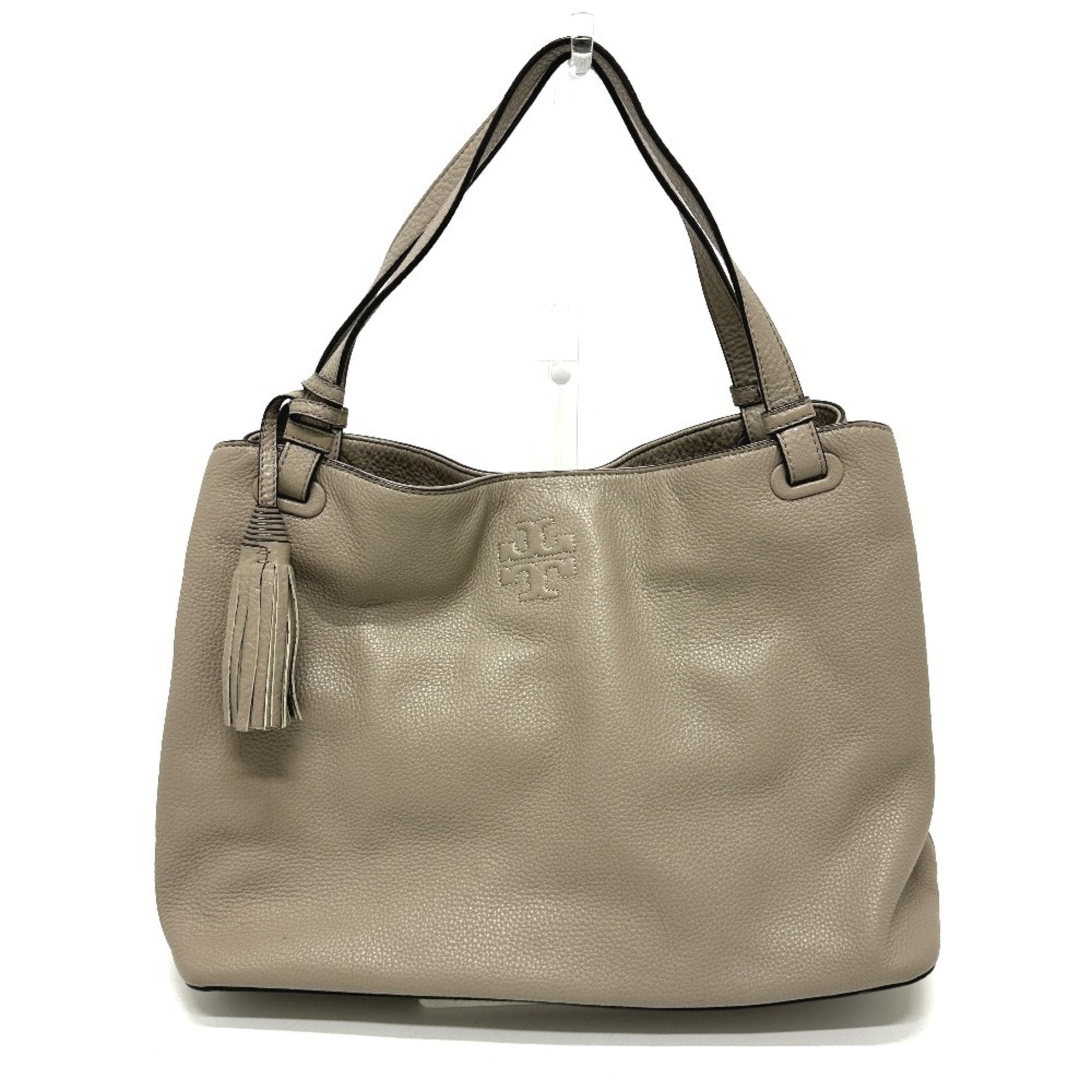 Tory Burch Beige Leather Shoulder Bag Tote Bag (Pre-Owned)