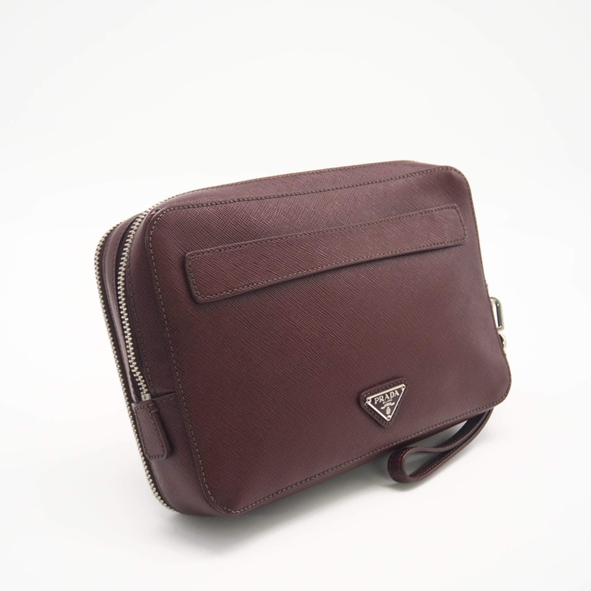 Prada Brown Leather Clutch Bag (Pre-Owned)