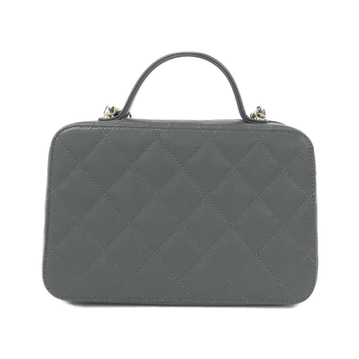 Chanel Gray Grained Calfskin Handbag (Pre-Owned)