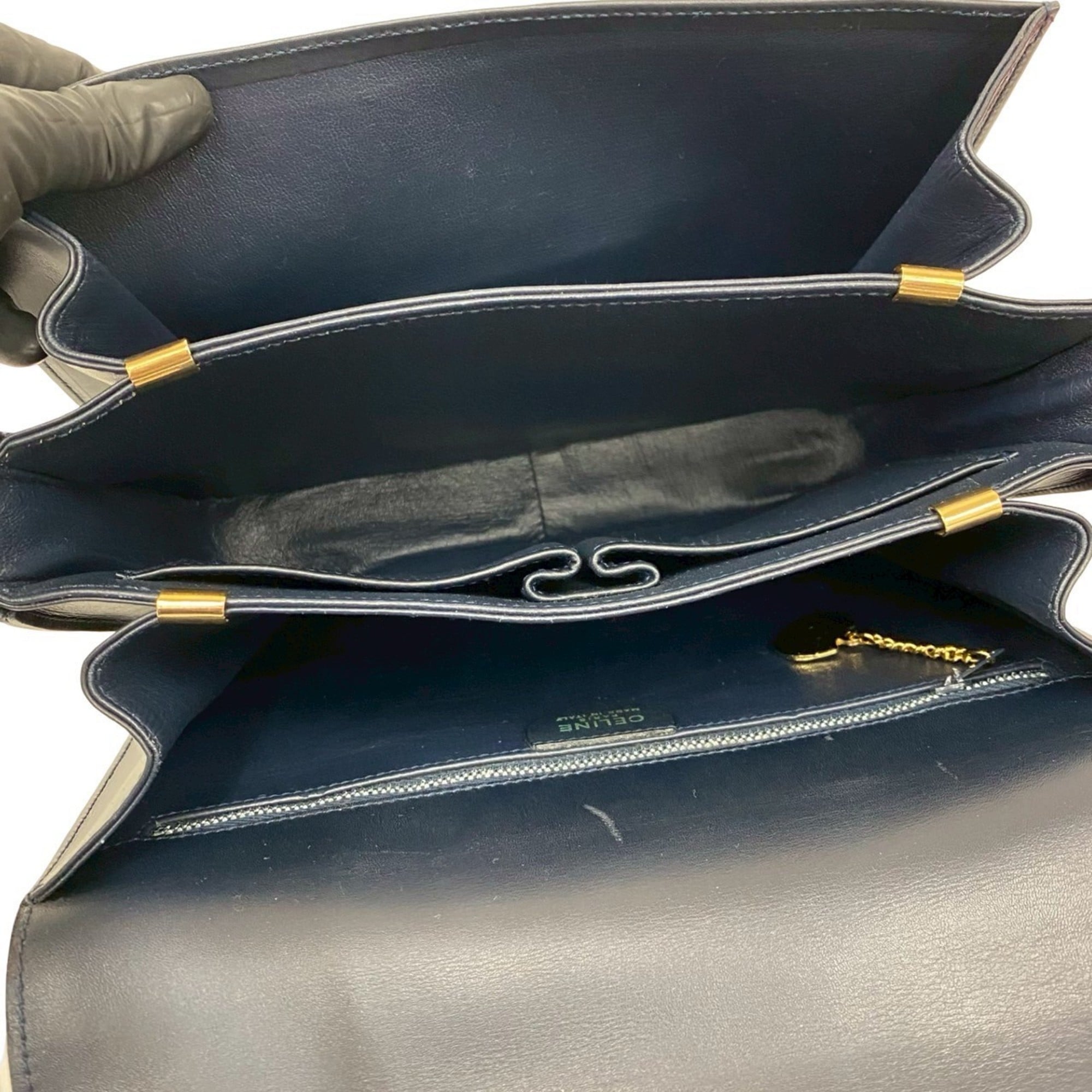 Celine Navy Leather Pochette Shoulder Bag (Pre-Owned)