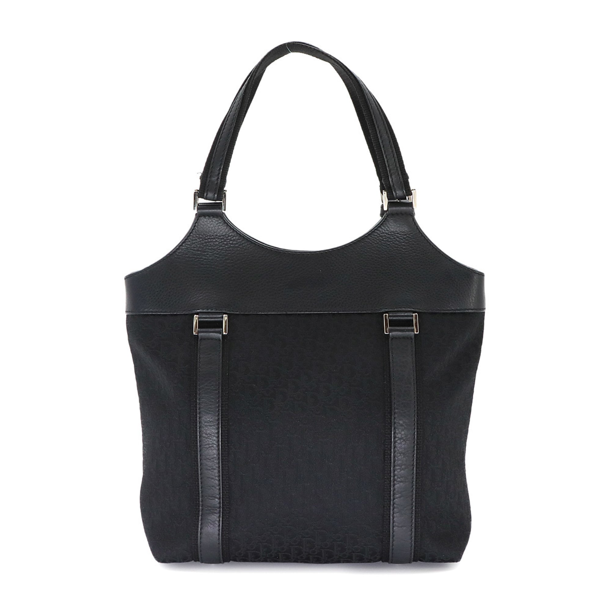 Christian Dior Trotter Black Canvas Leather Handbag Tote Bag (Pre-Owned)