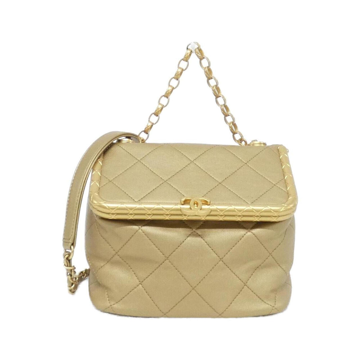 Chanel Silver Leather Handbag (Pre-Owned)