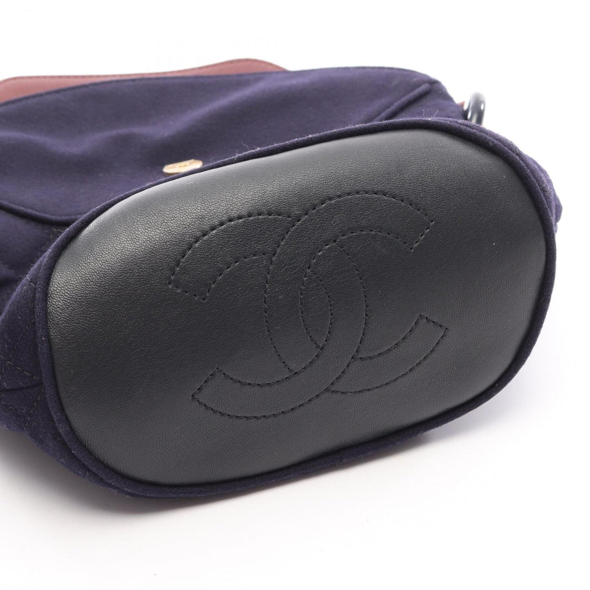 Chanel Navy Wool Handbag Shoulder Bag (Pre-Owned)