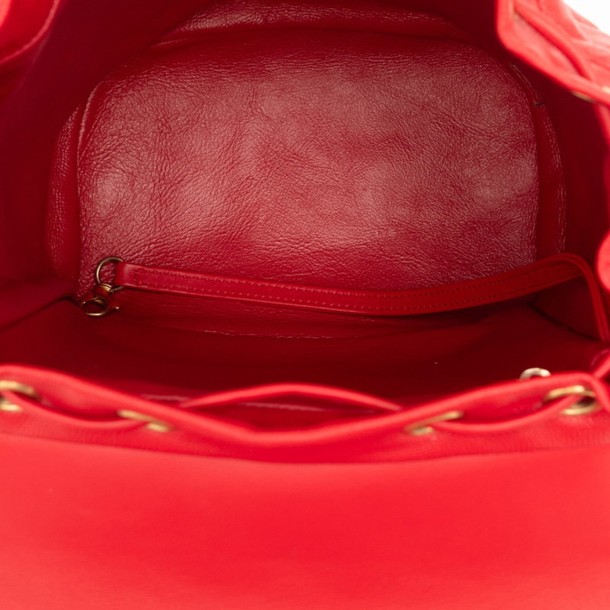 Chanel Red Color Grained Calfskin Backpack (Pre-Owned)