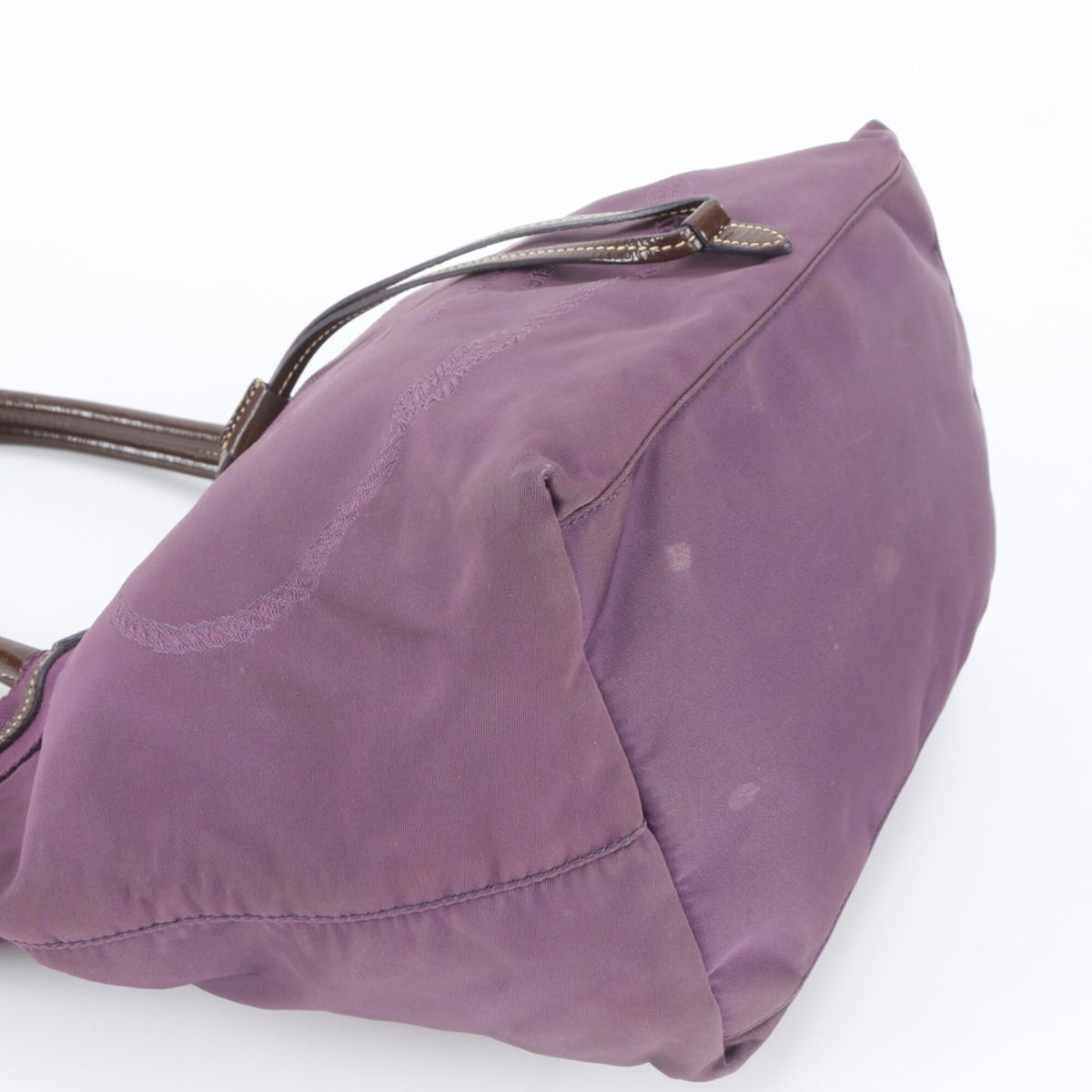 Prada Purple Leather Nylon Shoulder Bag Tote Bag (Pre-Owned)