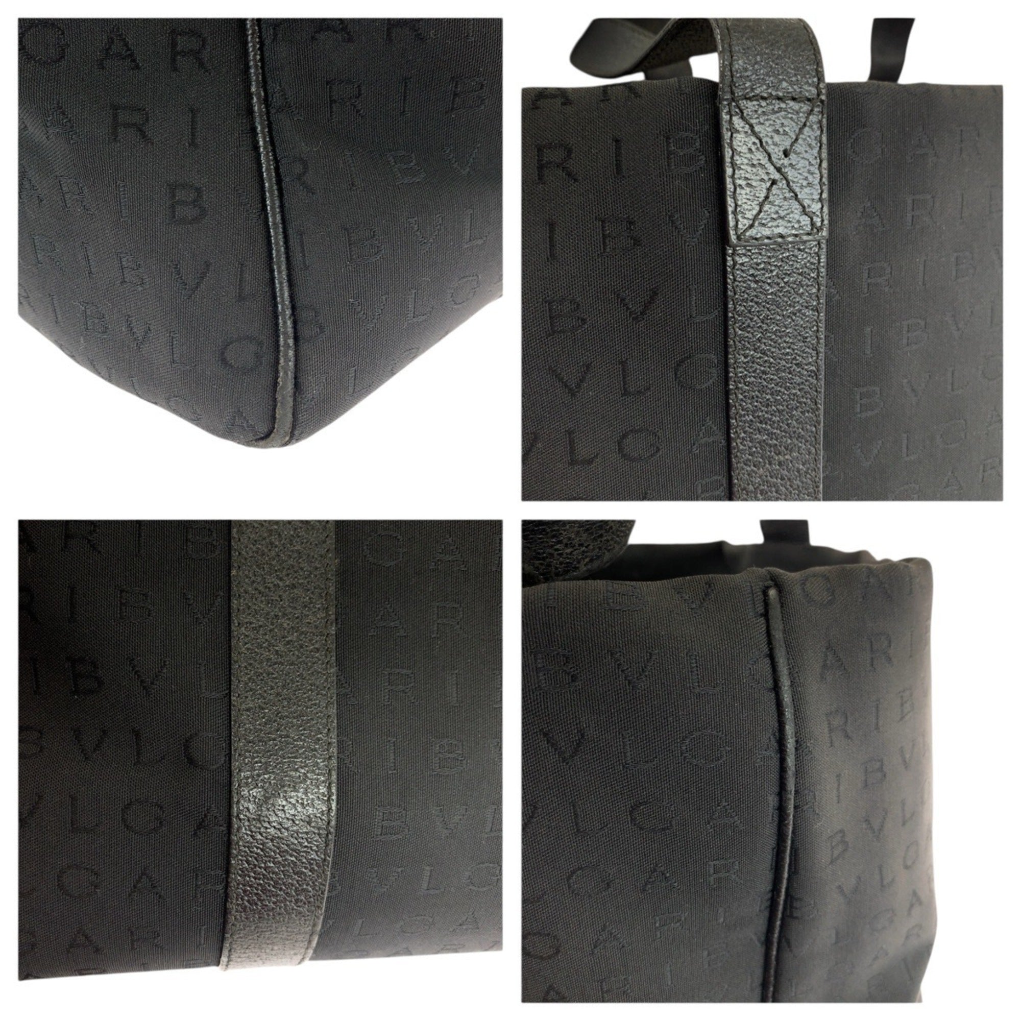 Bvlgari Black Canvas Leather Handbag Shoulder Bag (Pre-Owned)